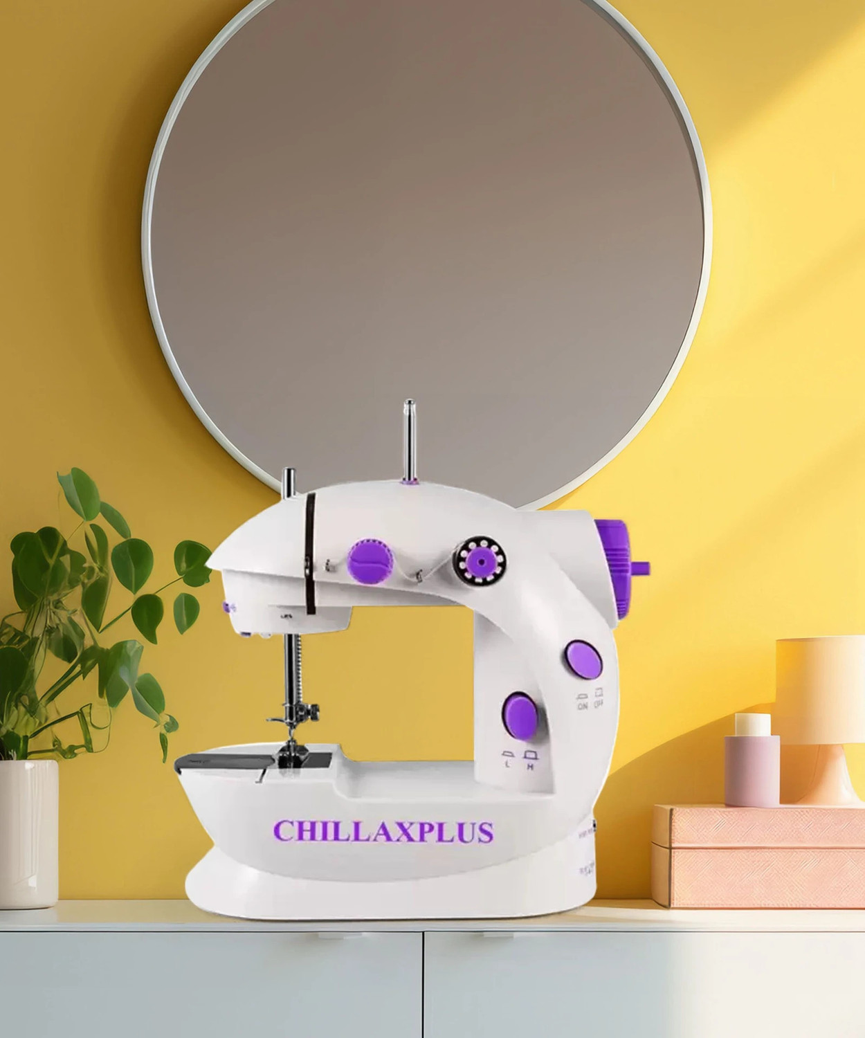 Image of CHILLAXPLUS Silai Machine for Home Tailoring with Table and 82 pcs Sewing Kit Electric Sewing Machine 1 built-in stitches 101 SPM 6 Months Warranty White