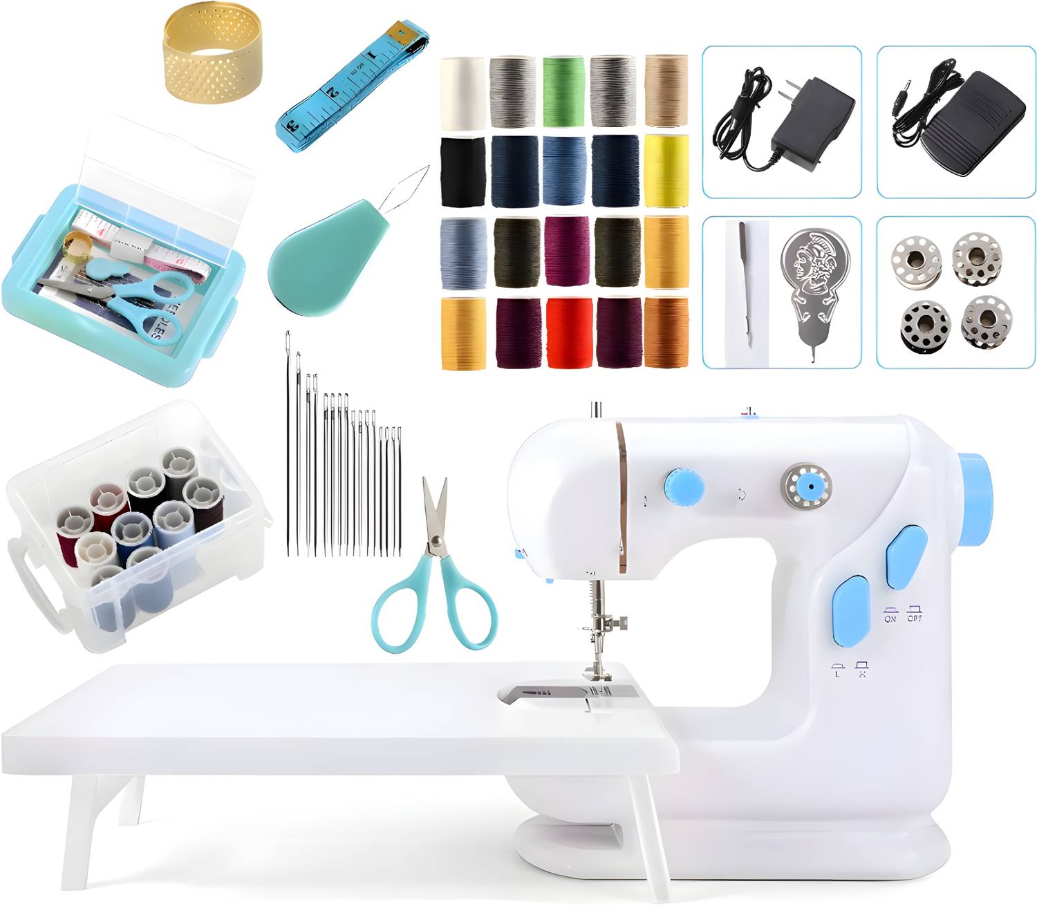 Onshoppy Portable Electric Sewing Machine with Extension Table &
