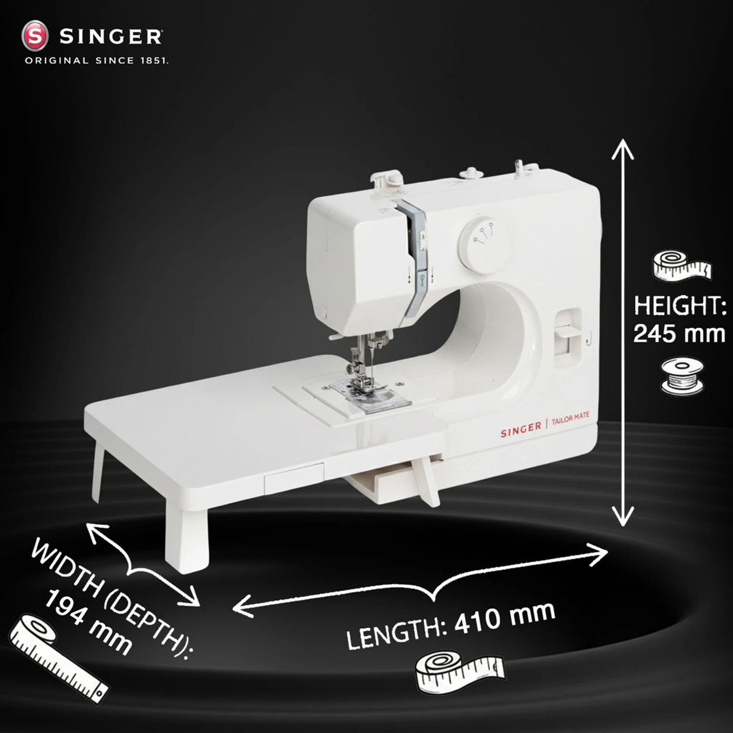 Image of SINGER Tailor Mate Straight Stitch (Alternative for Black Manual Straight Stitch) Electric Sewing Machine 1 built-in stitches 425 SPM 1 Year Warranty White