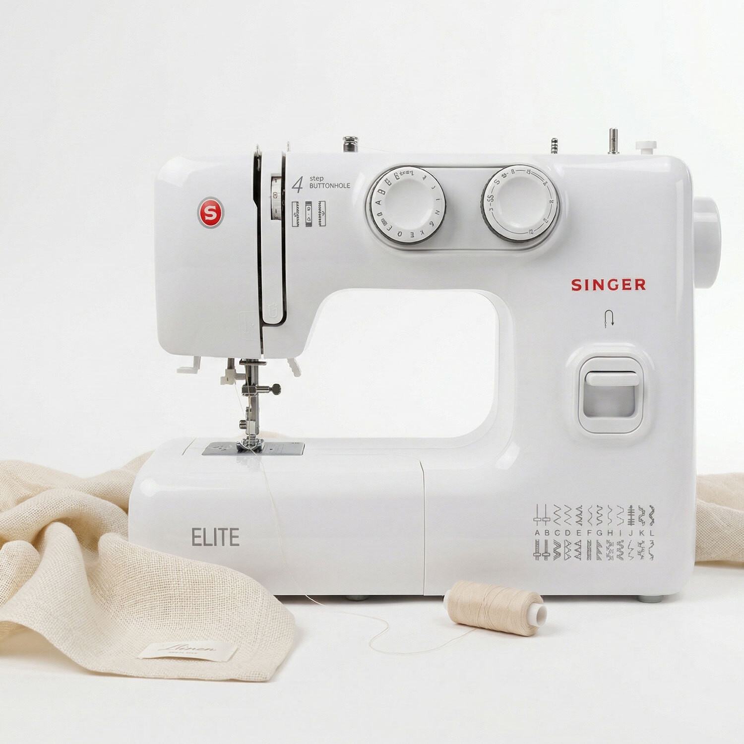 Image of SINGER New Elite BLDC Electric Sewing Machine 23 built-in stitches 800 SPM 2 Year Warranty White