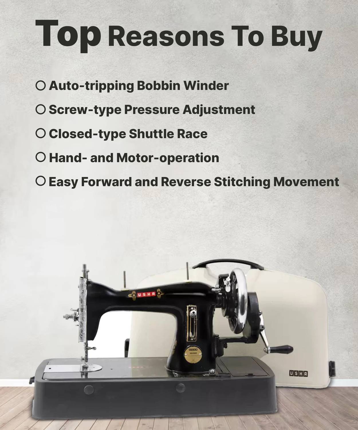 USHA Anand Composite H Manual Sewing Machine Black - Image 2