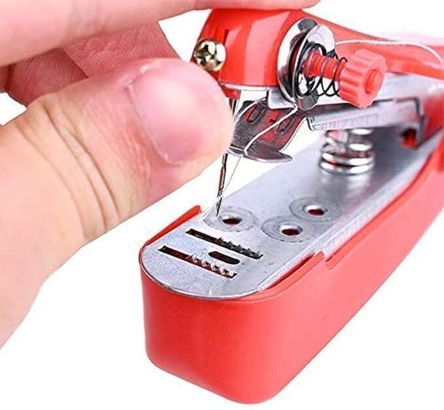 Image of Hublet Use Pocket Portable Mini Manual Stapler Style Hand Sewing Machine Stapler Sewing Machine 1 built-in stitches 75 SPM Red