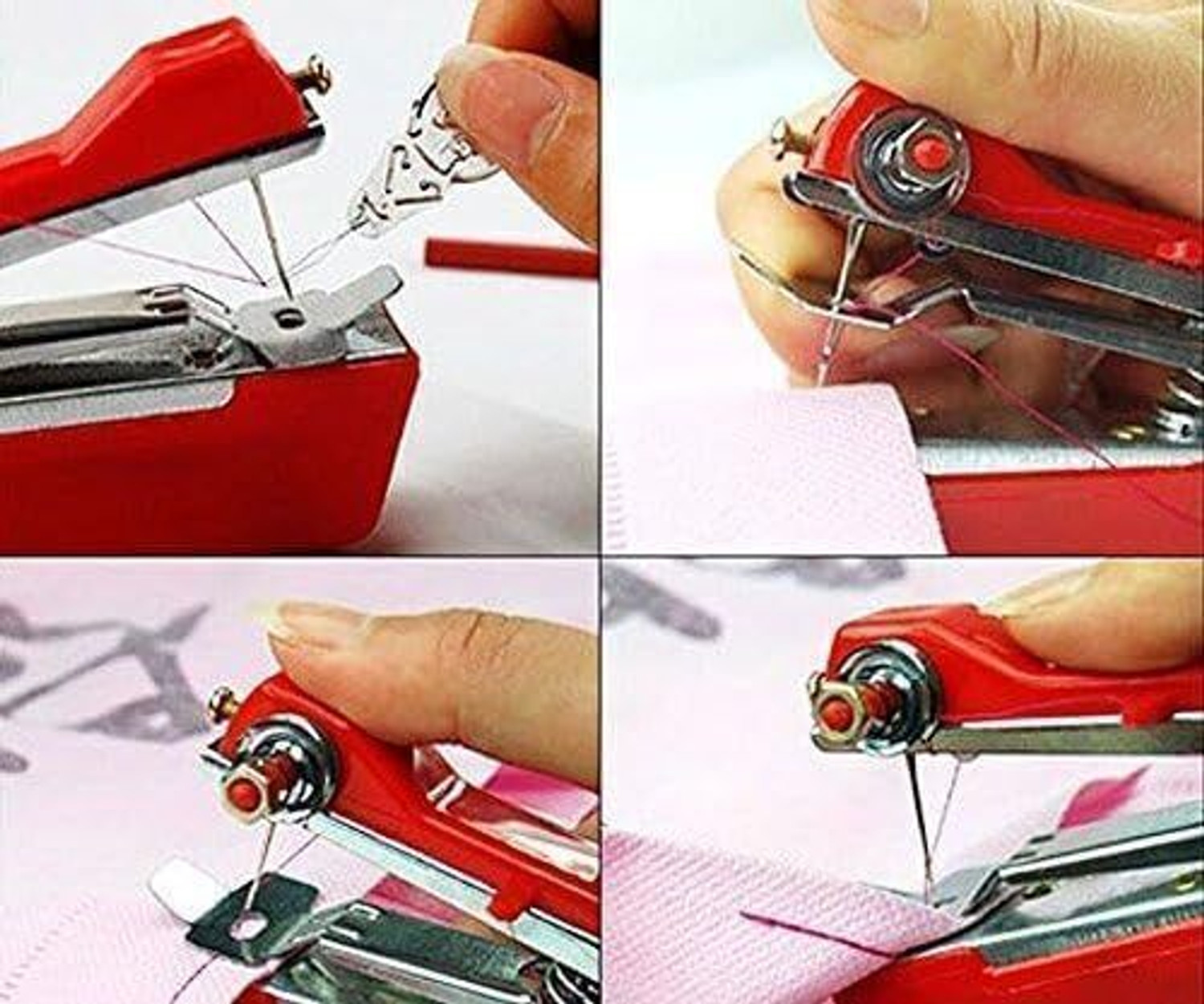 Image of Hublet Use Pocket Portable Mini Manual Stapler Style Hand Sewing Machine Stapler Sewing Machine 1 built-in stitches 75 SPM Red