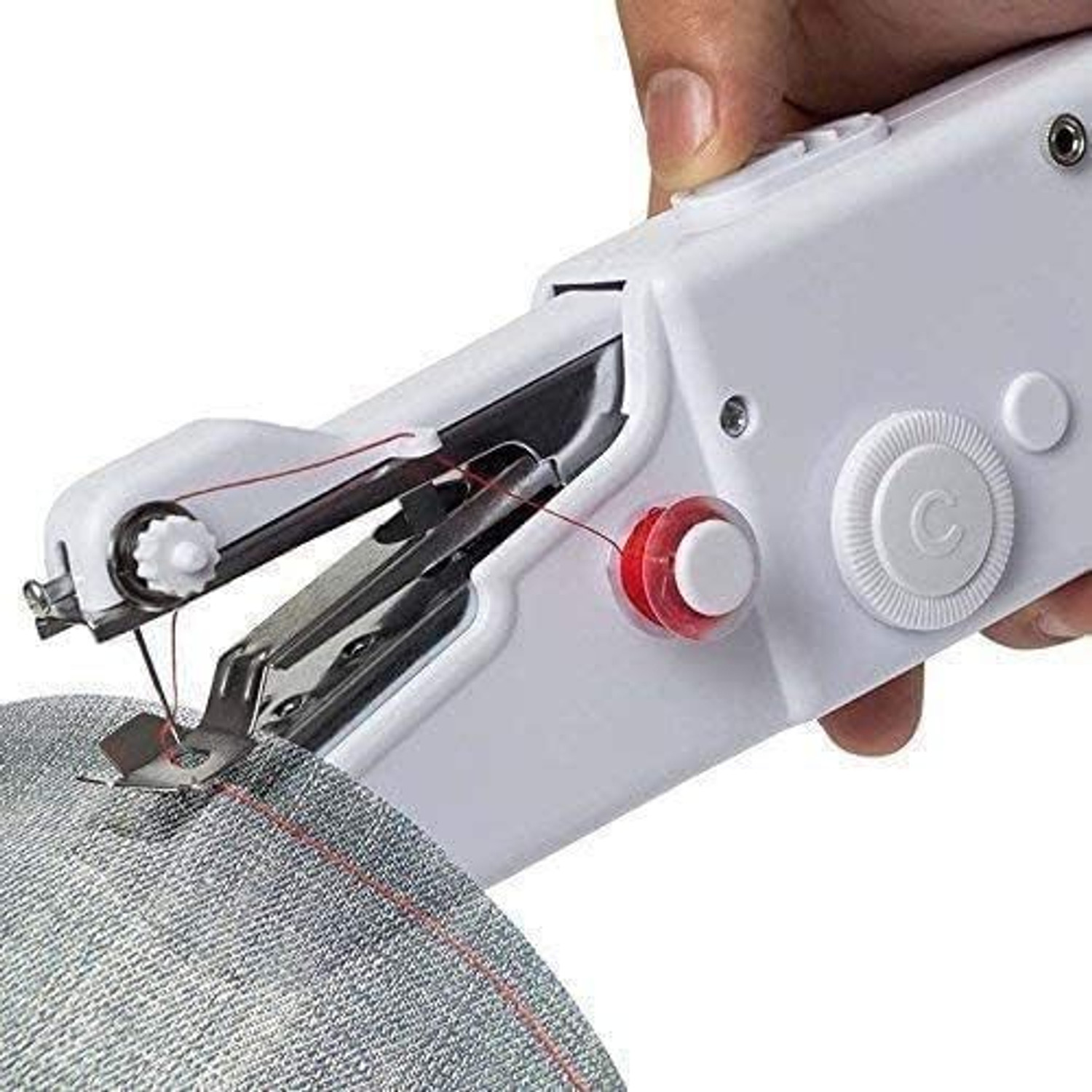 Image of BBD Kitchen Shop Sewing Machine Handy Stitch Electric Mini Portable Cordless Stitching Handheld Embroidery Sewing Machine 1 built-in stitches 100 SPM White