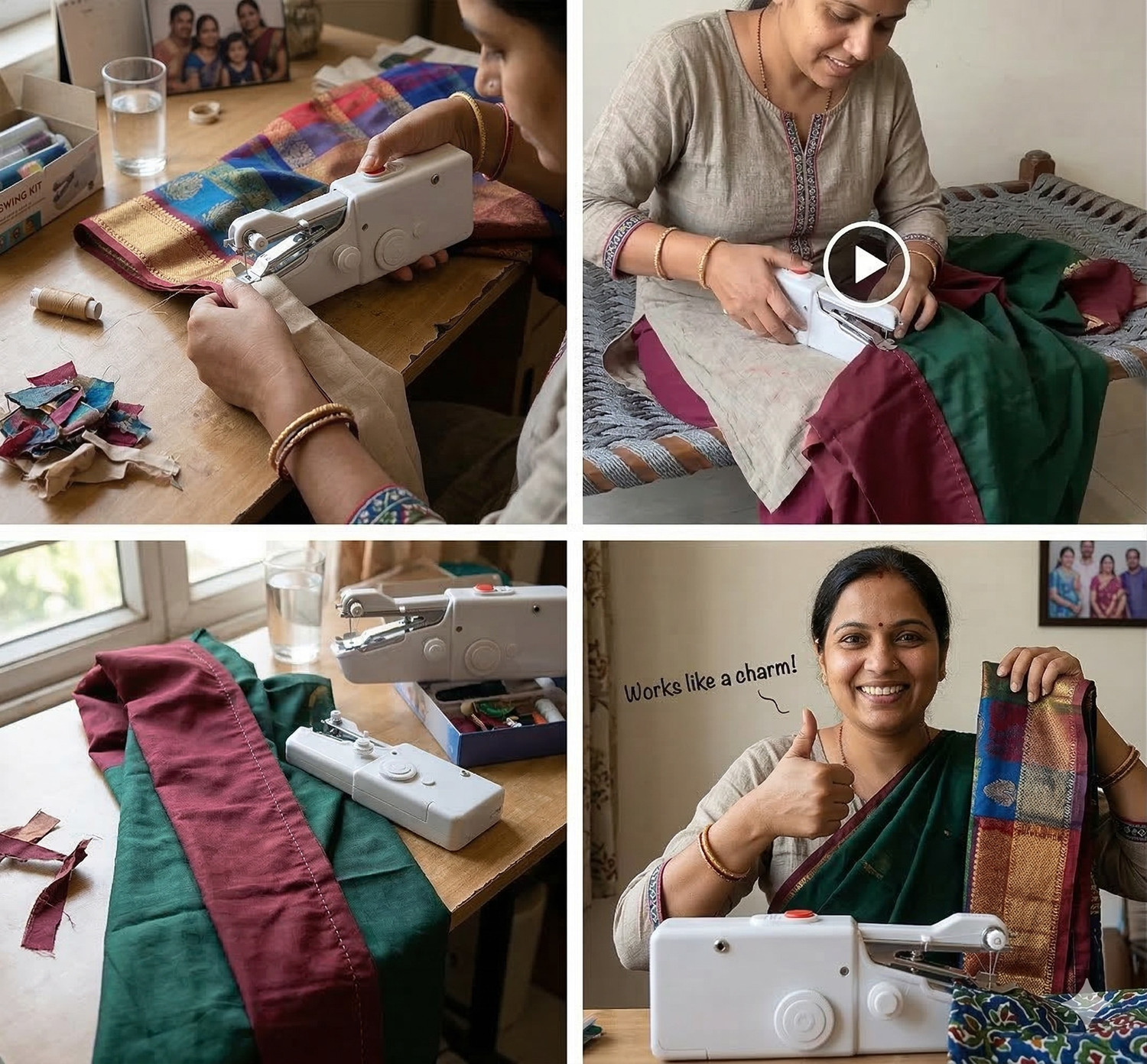 Image of Casecade Handy Sewing Machine | Portable Silai Machine for Home, Travel & Emergency | Electric Sewing Machine 2 built-in stitches 300 SPM White