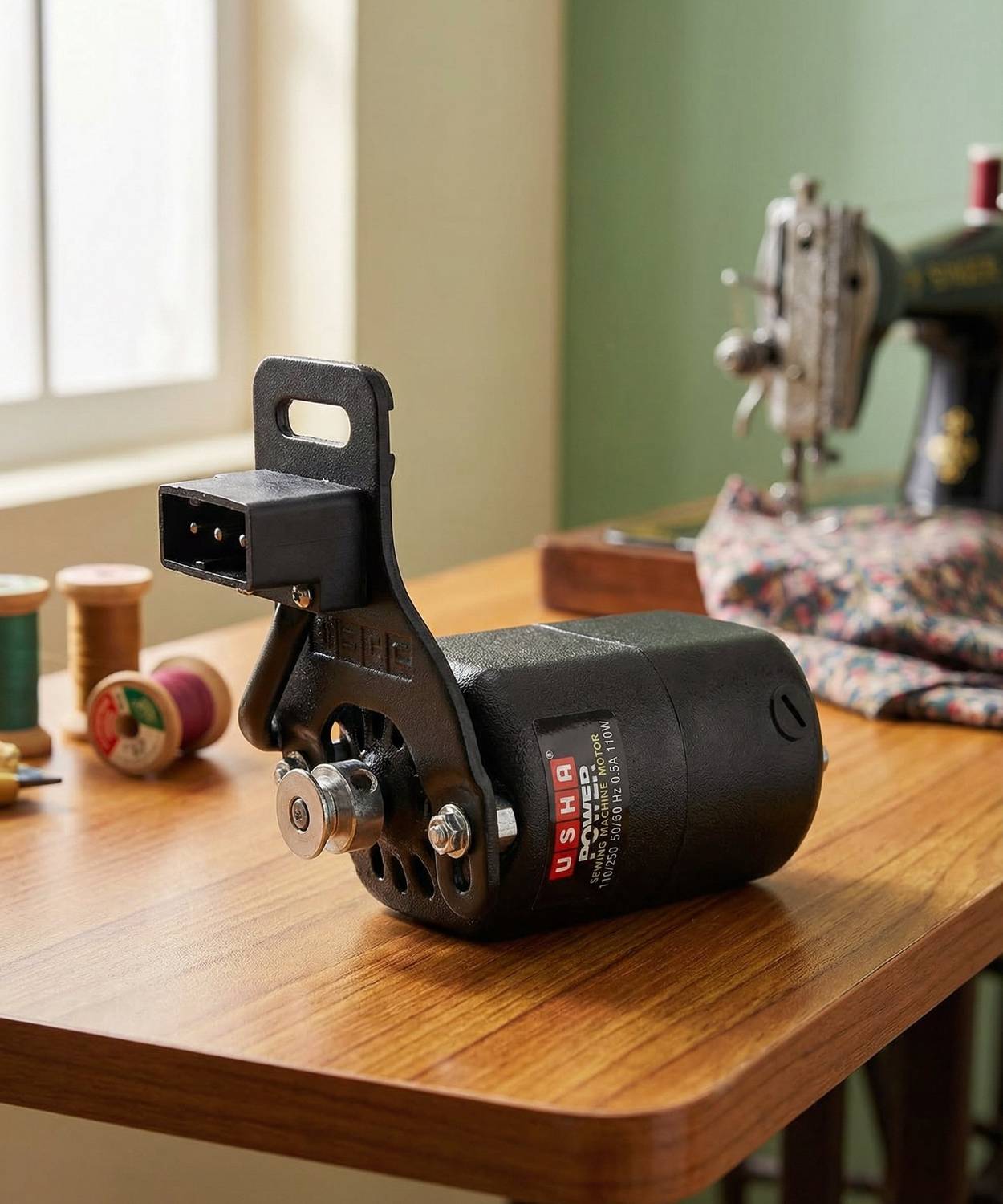 USHA POWER SV 1/20 SEWING MACHINE MOTOR Electric Sewing Machine 1 built-in stitches 600 SPM 1 Year Warranty Black