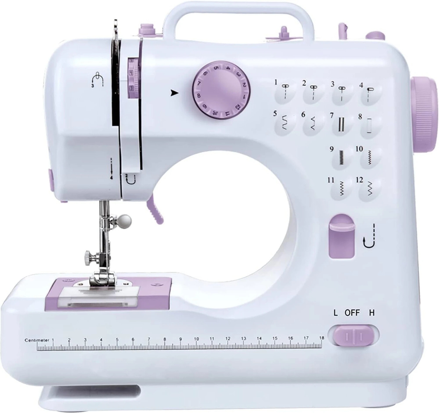 Image of Hoodie Built-in Stitches Sewing Machine With 2 Speed,Reverse Sewing Electric Sewing Machine 12 built-in stitches 500 SPM White