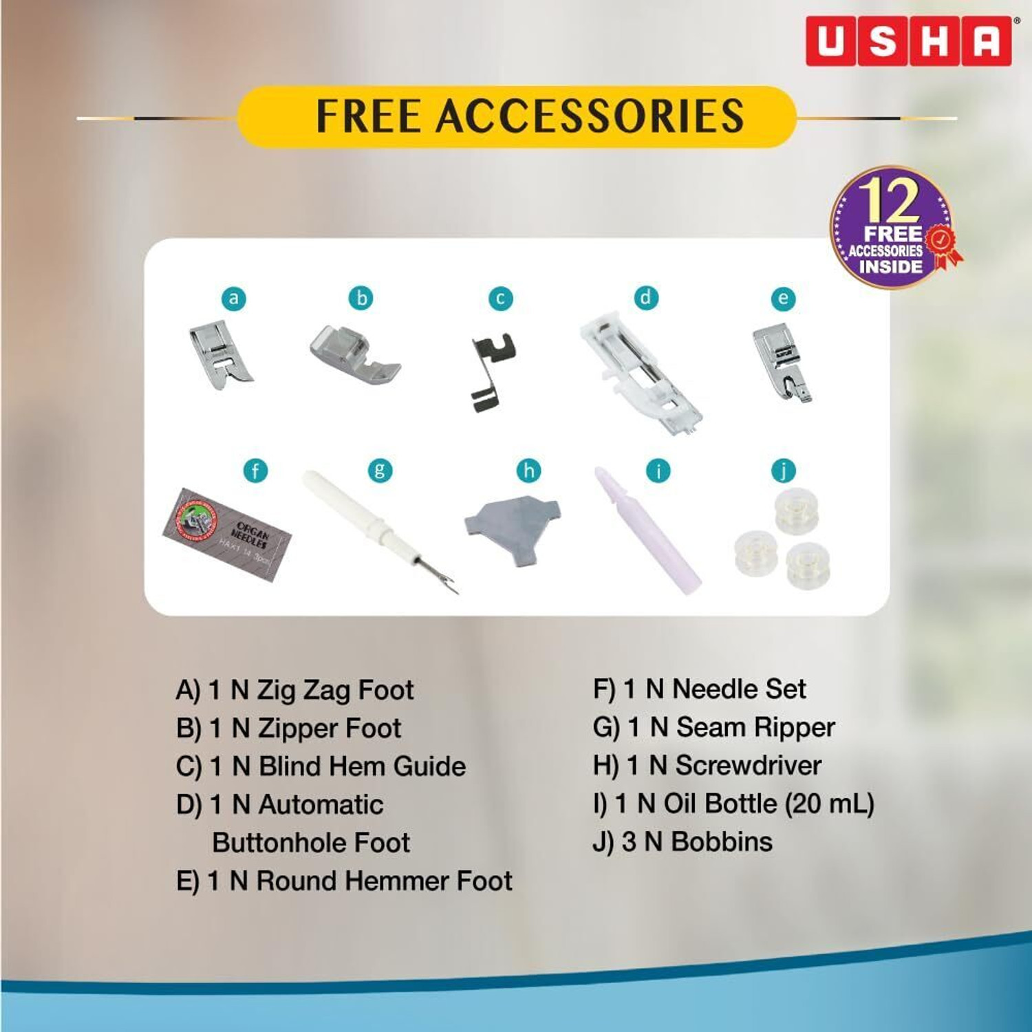 Image of USHA Janome Stitch Magic Electric Sewing Machine with kit Electric Sewing Machine 23 built-in stitches 860 SPM White and Blue