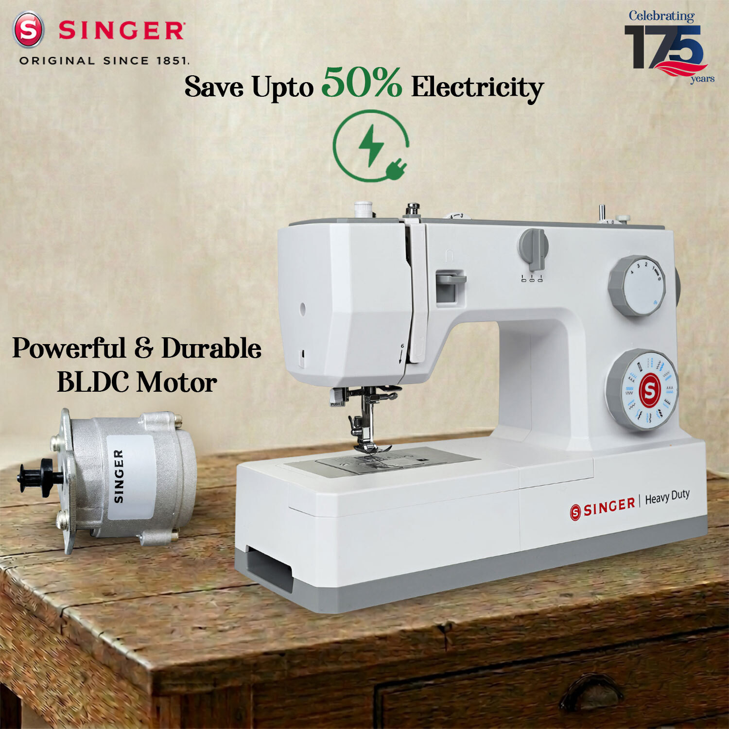 Image of SINGER 4323 BLDC Electric Sewing Machine 23 built-in stitches 804 SPM 2 Year Warranty Grey