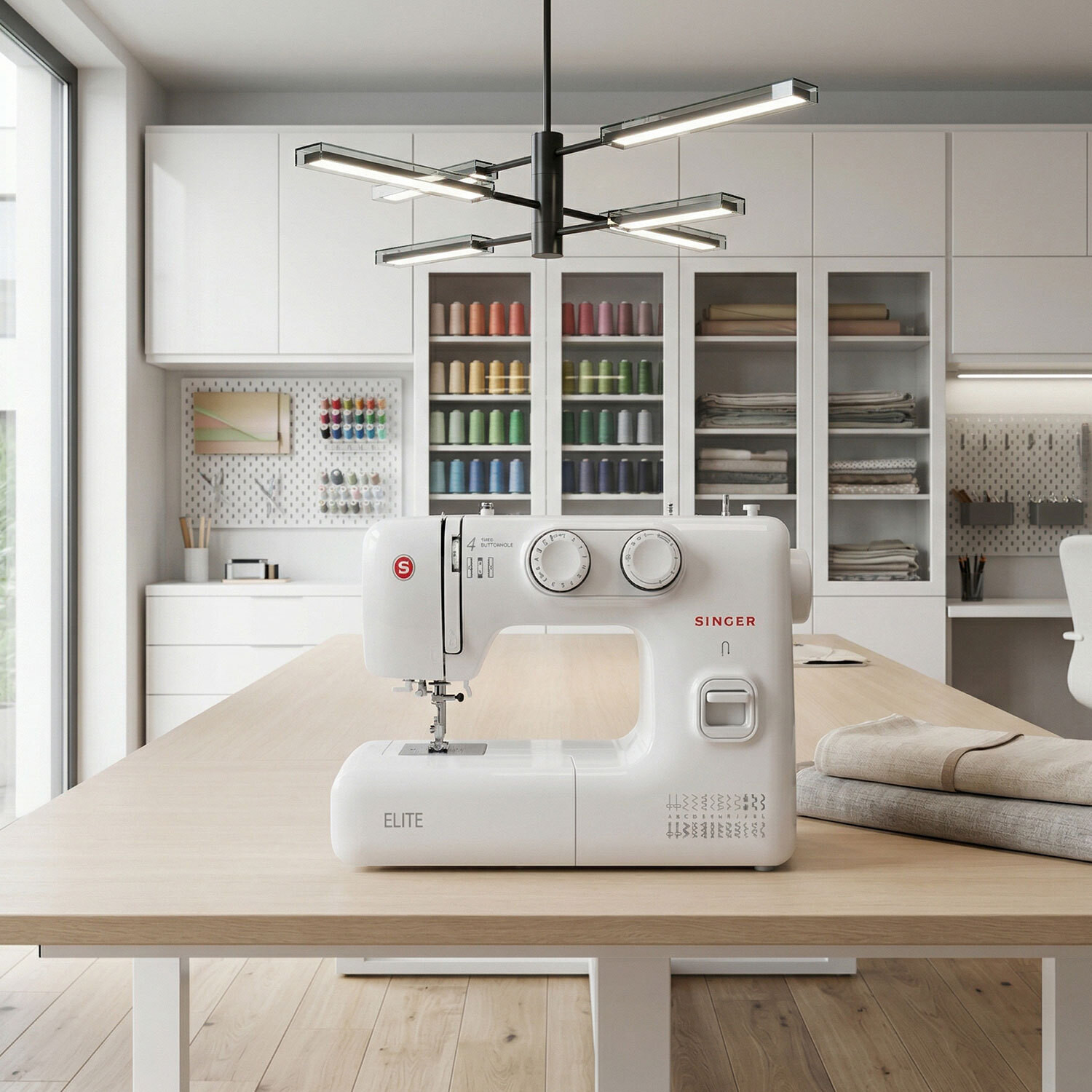 Image of SINGER New Elite BLDC Electric Sewing Machine 23 built-in stitches 800 SPM 2 Year Warranty White