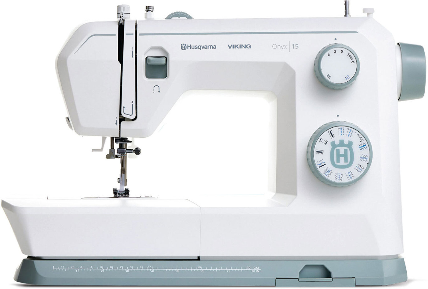 Image of Husqvarna Onyx 15 Electric Sewing Machine 23 built-in stitches 800 SPM 2 Year Warranty White, Grey
