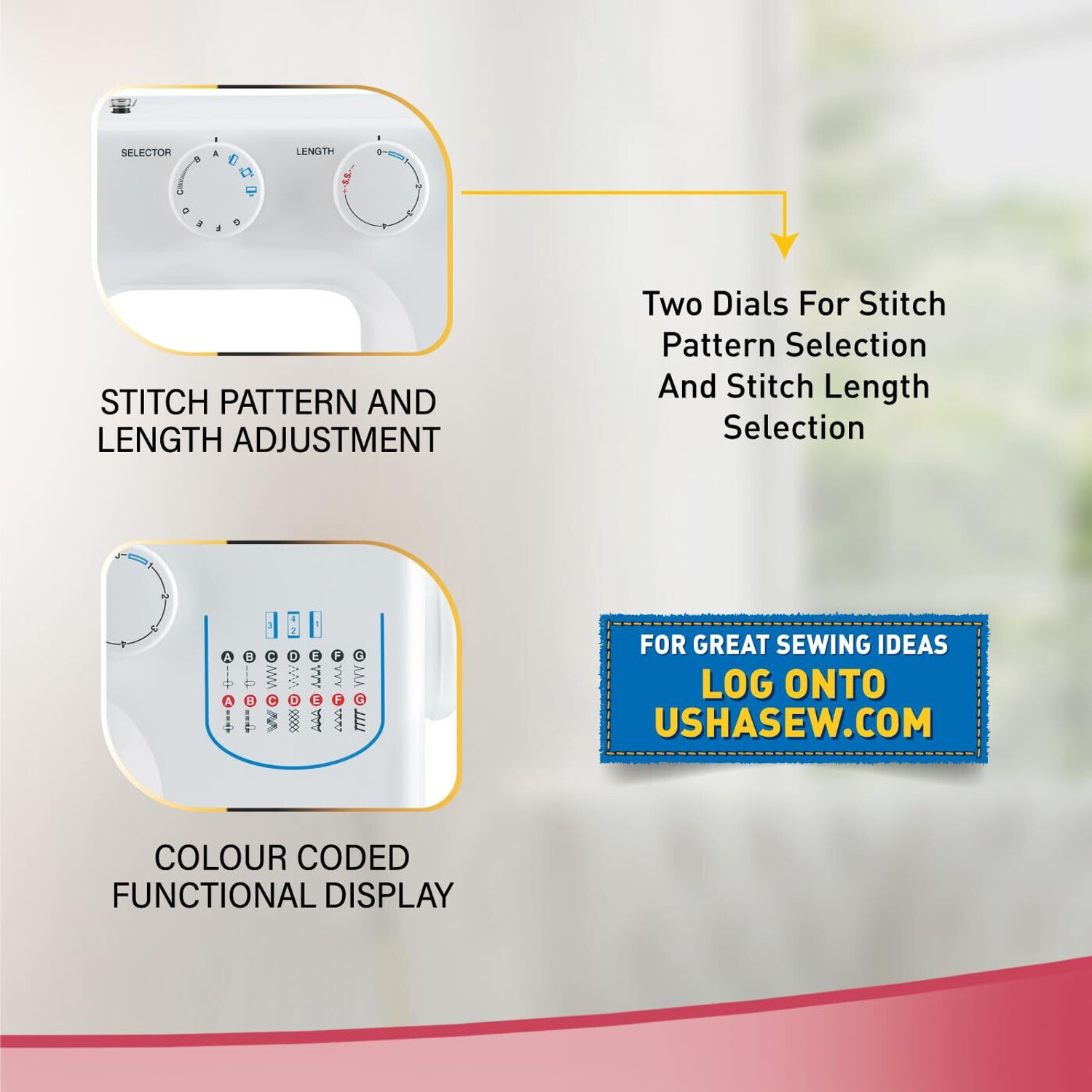 Image of USHA Allure Electric Sewing Machine Electric Sewing Machine 13 built-in stitches 860 SPM White
