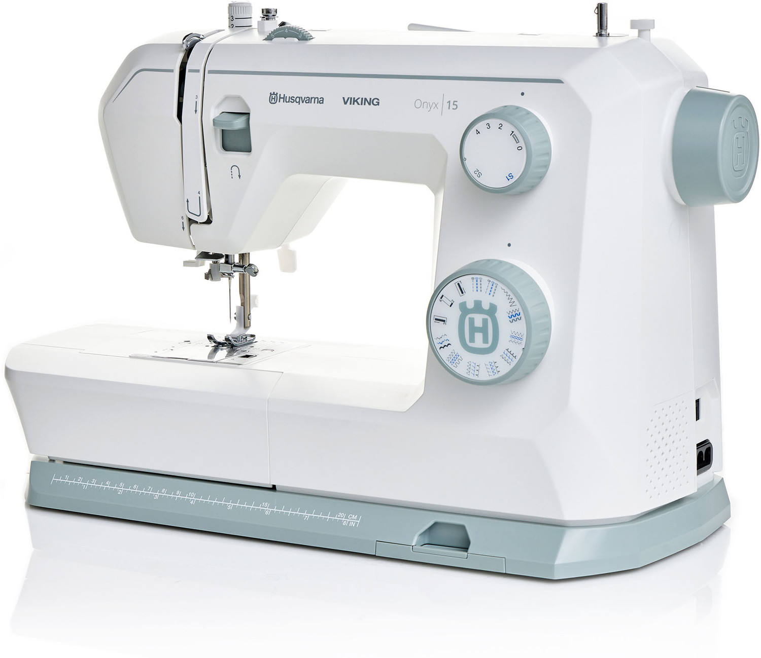 Image of Husqvarna Onyx 15 Electric Sewing Machine 23 built-in stitches 800 SPM 2 Year Warranty White, Grey