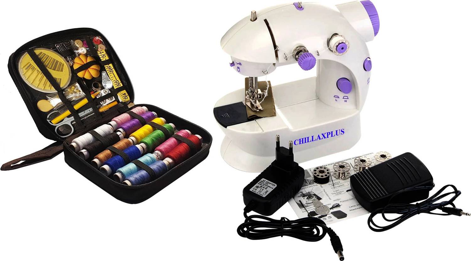 CHILLAXPLUS Silai Machine for Home with 82 pcs Sewing Kit Electric Sewing Machine 1 built-in stitches 101 SPM 6 Months Warranty White