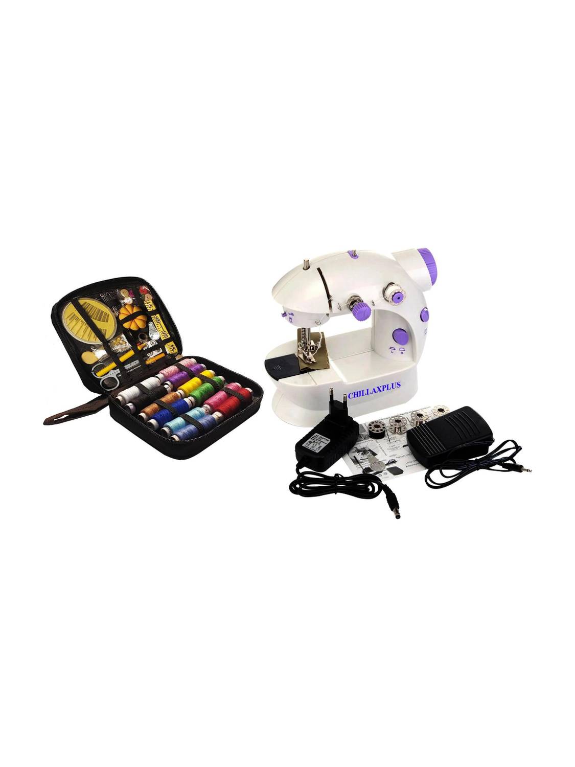 CHILLAXPLUS Silai Machine for Home with 82 pcs Sewing Kit Electric Sewing Machine 1 built-in stitches 101 SPM 6 Months Warranty White