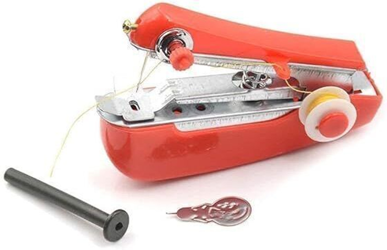 Image of Hublet Use Pocket Portable Mini Manual Stapler Style Hand Sewing Machine Stapler Sewing Machine 1 built-in stitches 75 SPM Red