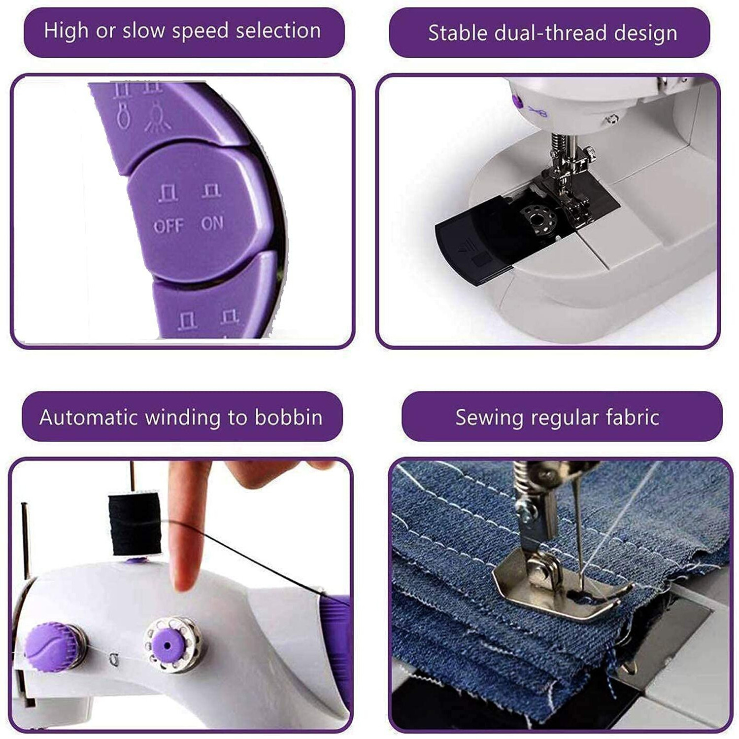 Image of Kiwilon mini sewing machine | swing sewing machine | stitching machine | silai machines Electric Sewing Machine 2 built-in stitches 100 SPM pink mini sewing machine hand | silai machine