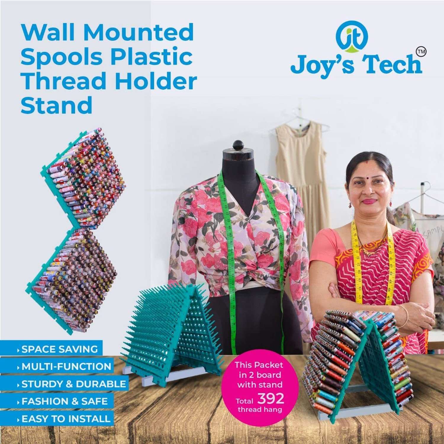 Image of prabhas designs Wall Mounted Spools Thread Holder Stand (Holds 392 Thread) | Thread Rack Sewing Kit