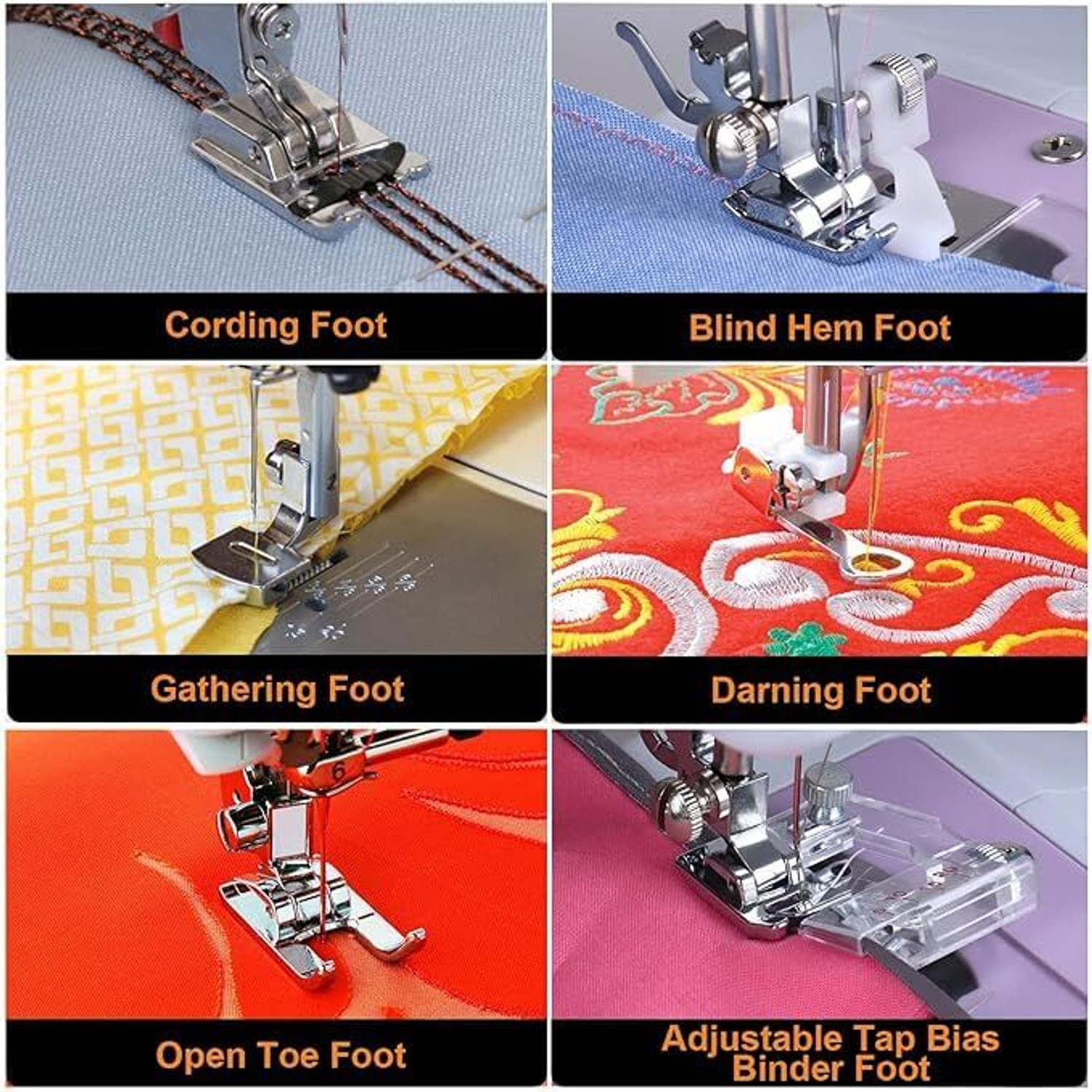 Image of Gemsy 42 pcs Heavy-Duty Machine Foots, Universal Stitch, Sewing Presser Foot Kit, Pressure foot kit, sewing presser foot set with High Shank
