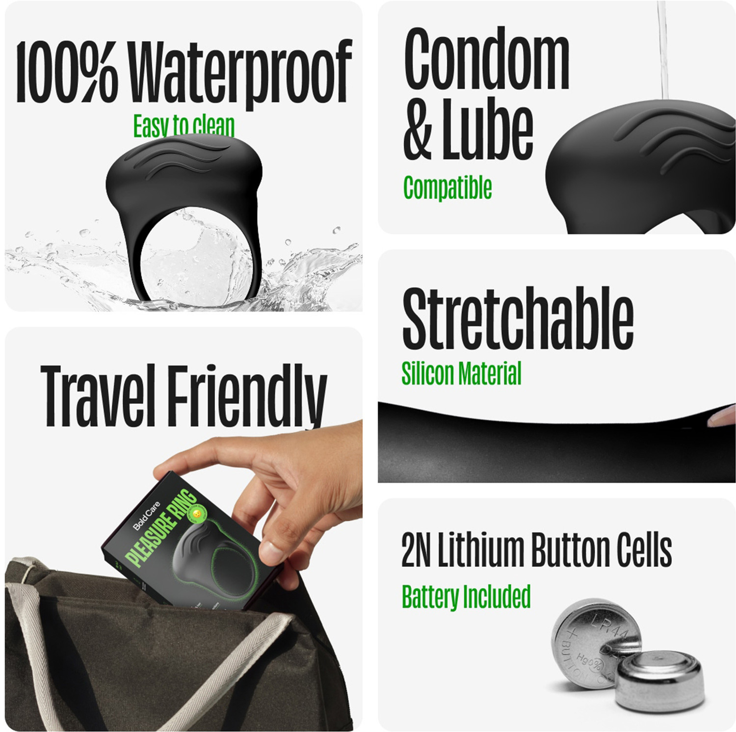 Image of Bold Care Pleasure Ring | Vibrating Pleasure for Both | Condom & Lube Compatible Massager