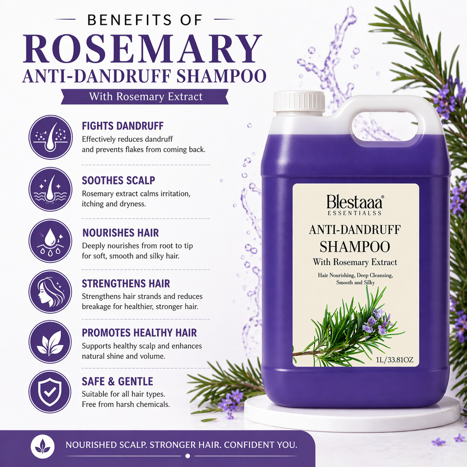 Image of blestaaa essentialss Hair Fall Control Shampoo with Rosemary & Biotin for Reducing Hair Loss