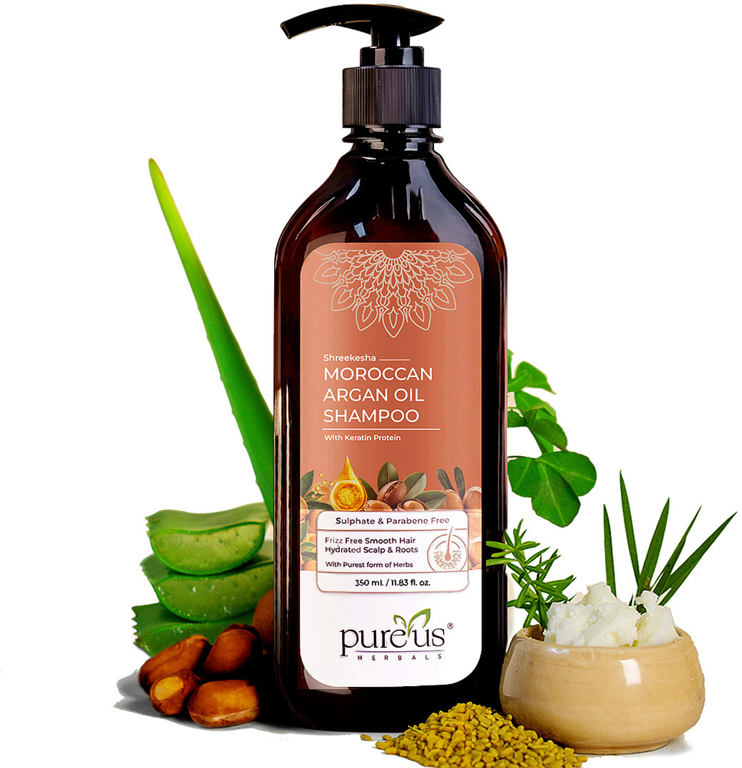 Image of Pureus Herbals Shreekesha Moroccan Argan Oil Shampoo | Sulfate & Paraben Free|Deep Nourishment