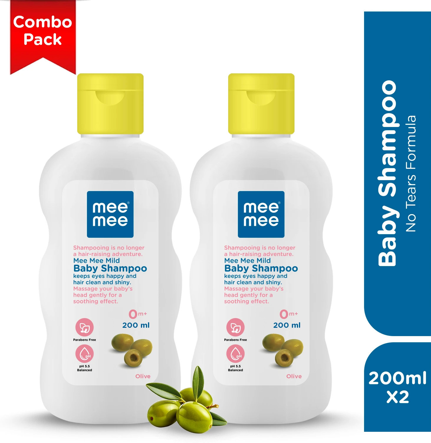 Image of MeeMee Baby Shampoo Olive Extracts, Dermatologist Tested, Hypoallergenic, Tear Free