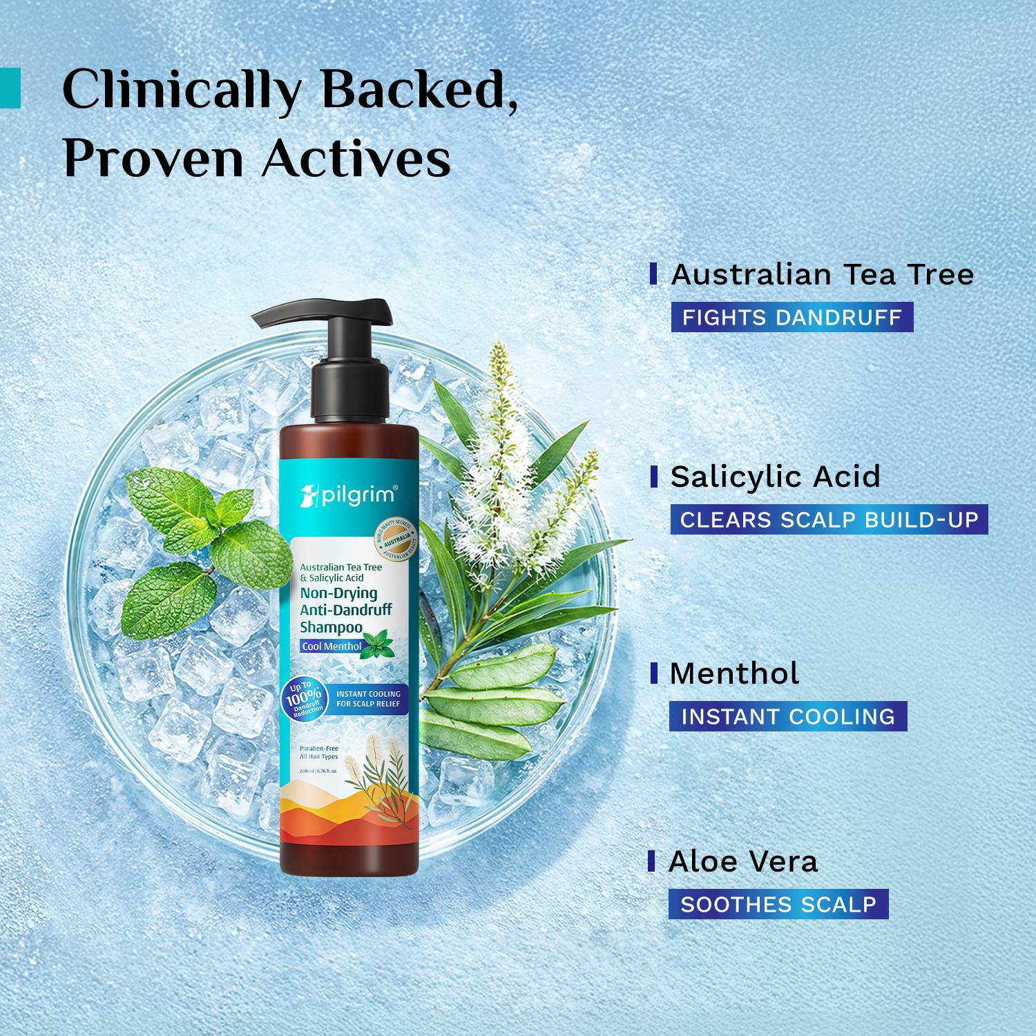 Pilgrim Australian Tea Tree Anti Dandruff Shampoo 200ml - Image 3