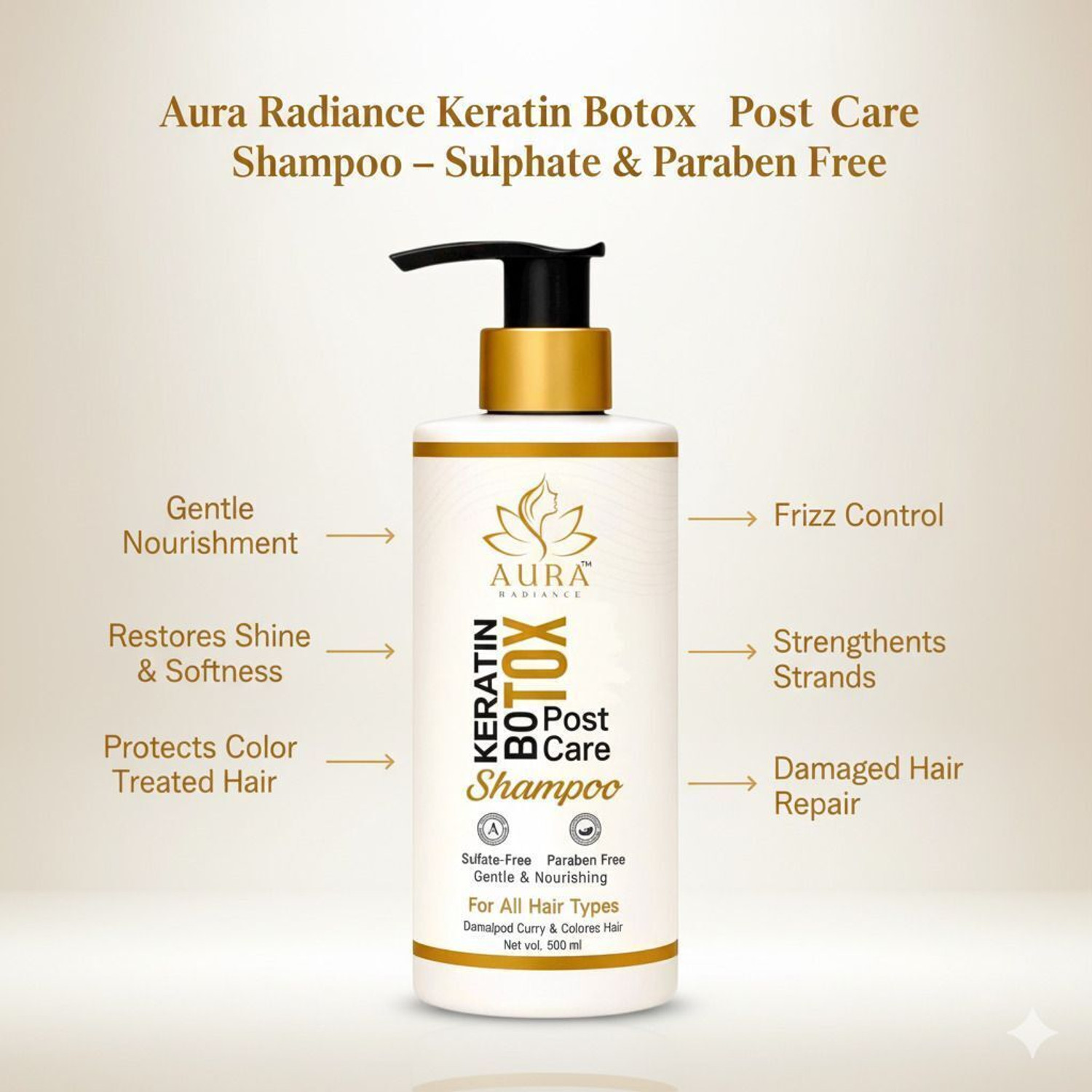 Image of Aura radiance Professional keratin botox post care hair shampoo sulphate or paraben free