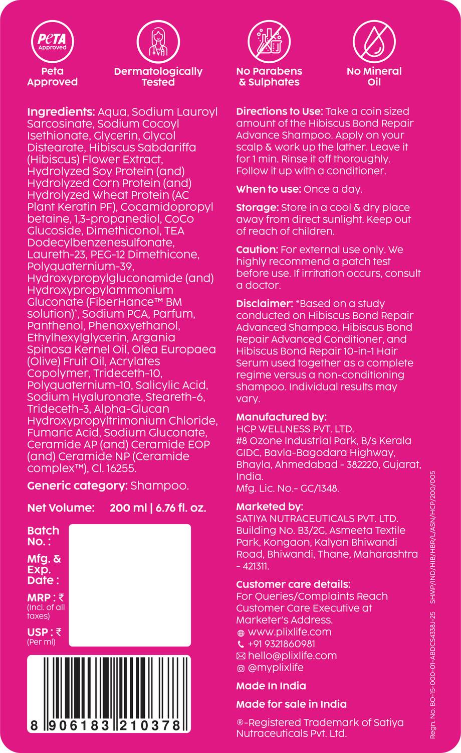 The Plant Fix Plix Hibiscus Bond Repair Shampoo - Image 2
