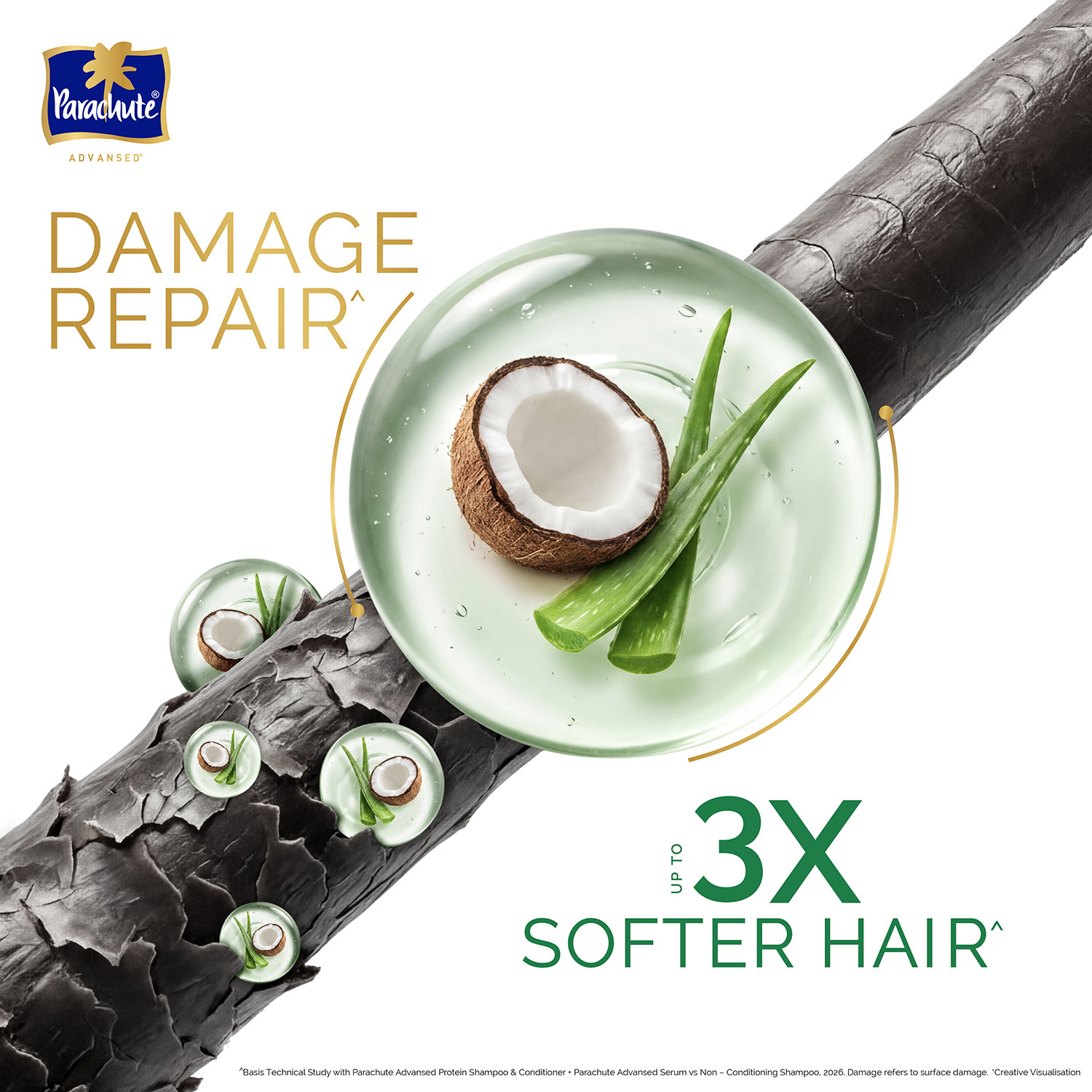 Image of Parachute Advansed Damage Repair Protein Shampoo Up To 3X Softer Hair Coconut Milk & Aloe Vera