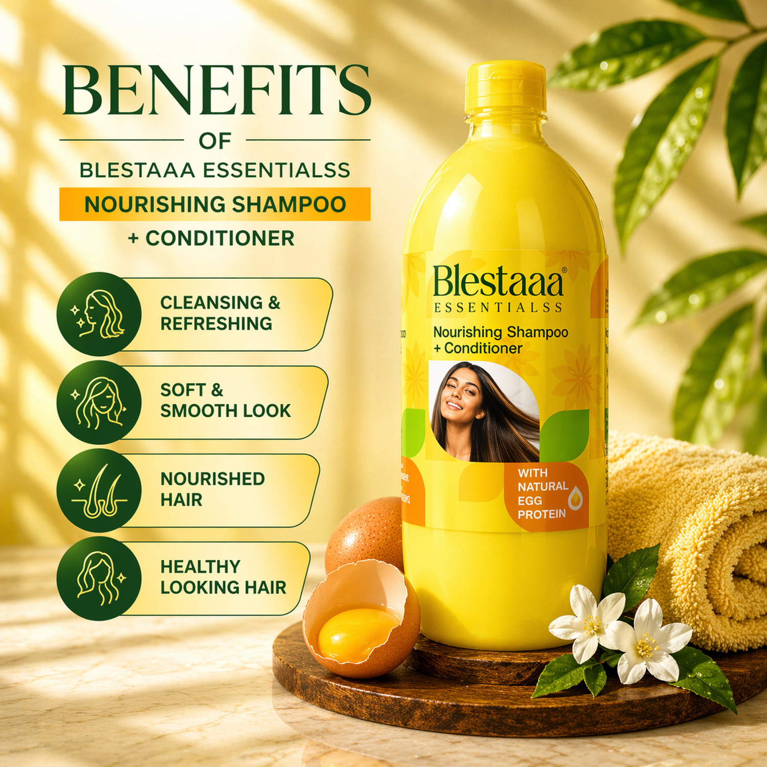 Image of blestaaa essentialss Egg Protein Solutions Hair Fall Prevent Shampoo, With Egg White Protein