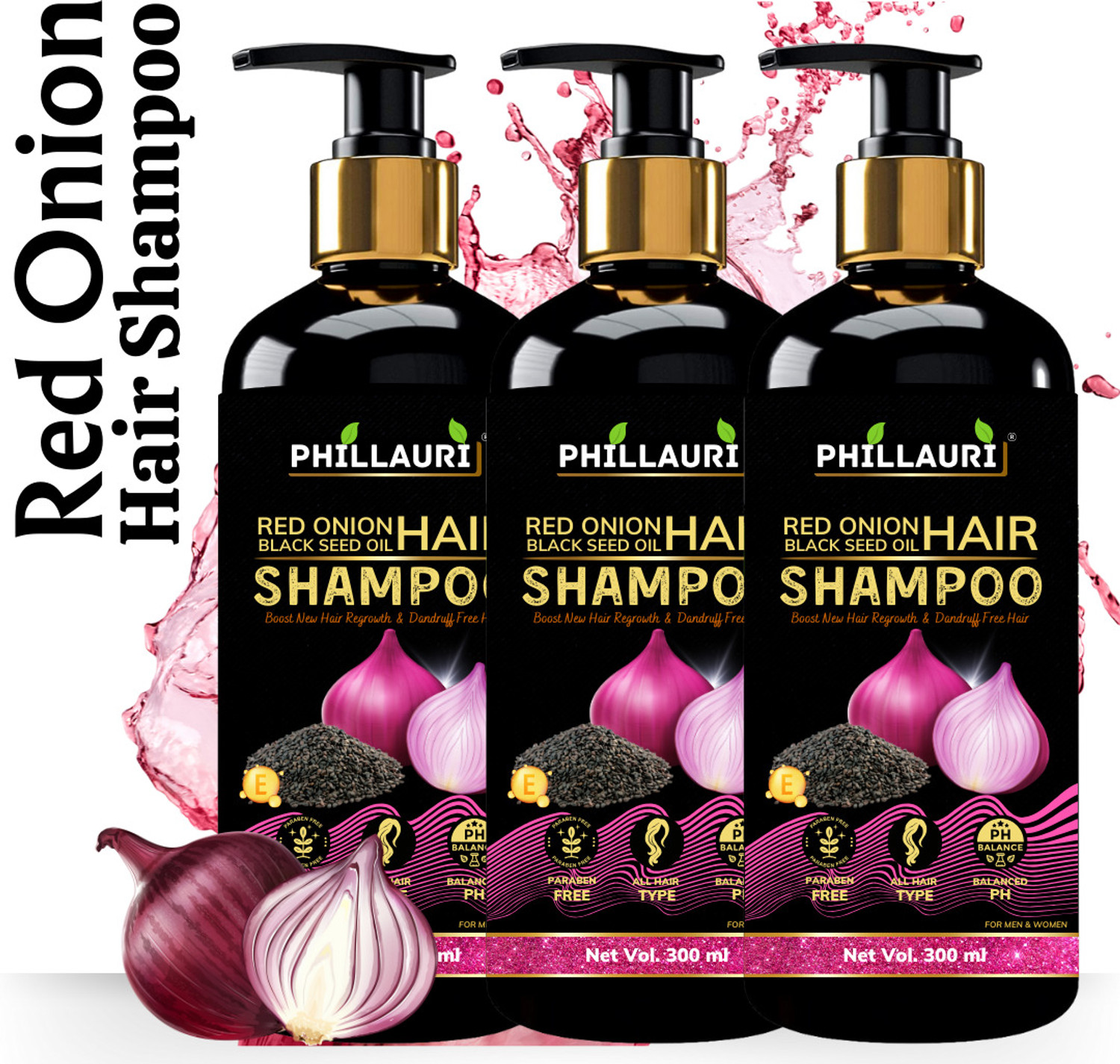 Image of Phillauri Onion Black Seed Oil Shampoo - Strengthens and Nourishes Hair
