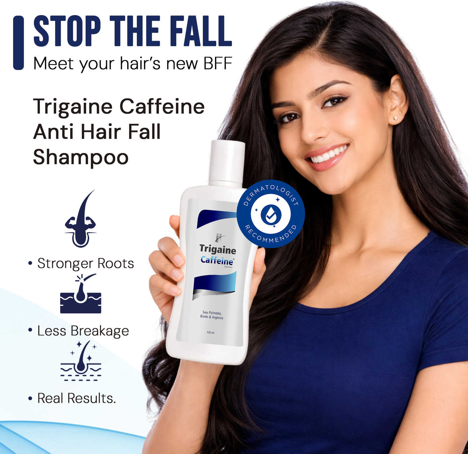 Image of trigaine caffeine Anti Hair Fall Shampoo | Scalp Cleansing Shampoo for Dull Dry & Damaged Hair