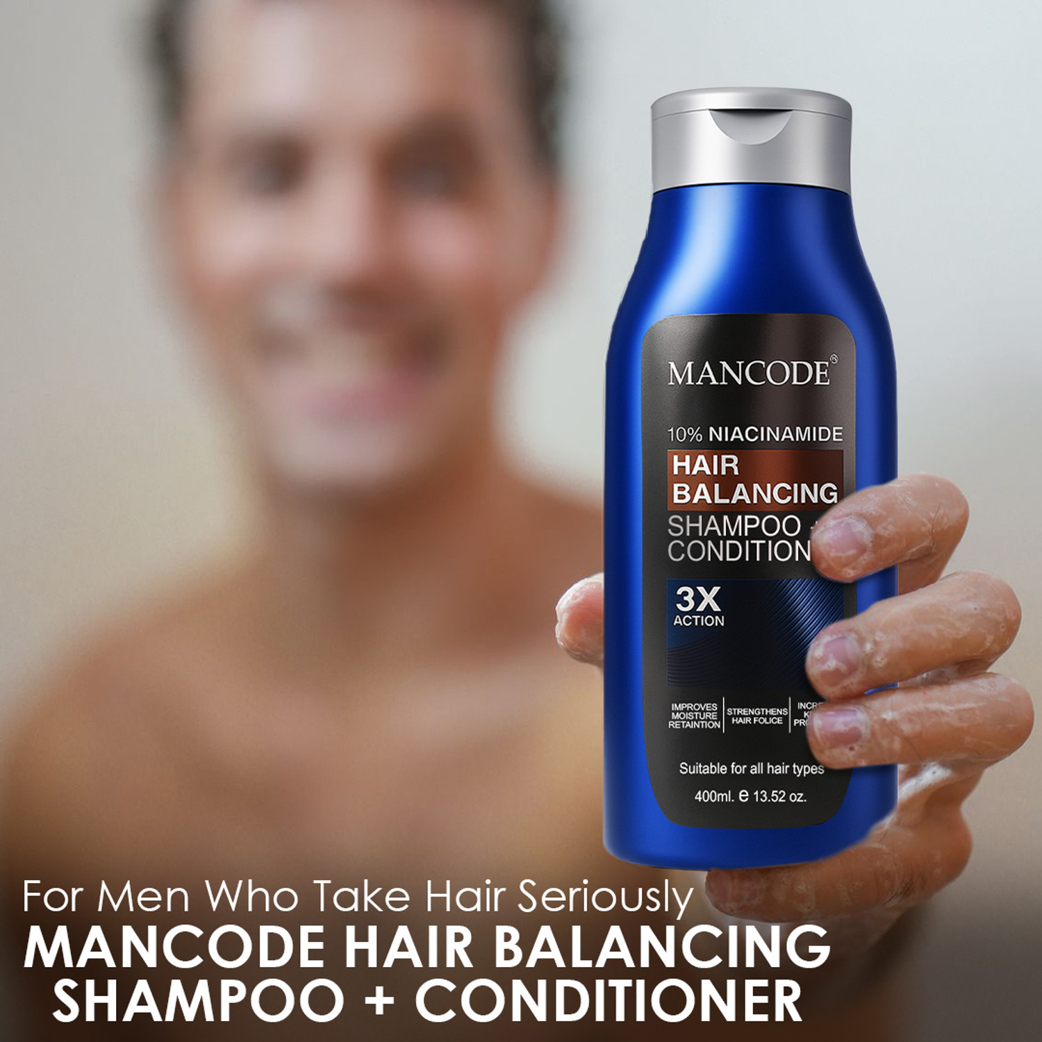 Image of MANCODE 10% Niacinamide Hair Balancing Shampoo & Conditioner | Nourishing Care