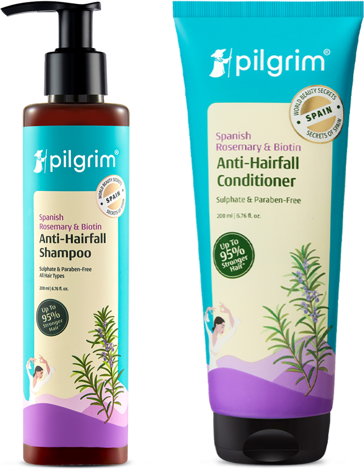 Image of Pilgrim Spanish Rosemary & Biotin Anti-Hair fall Shampoo and Conditioner