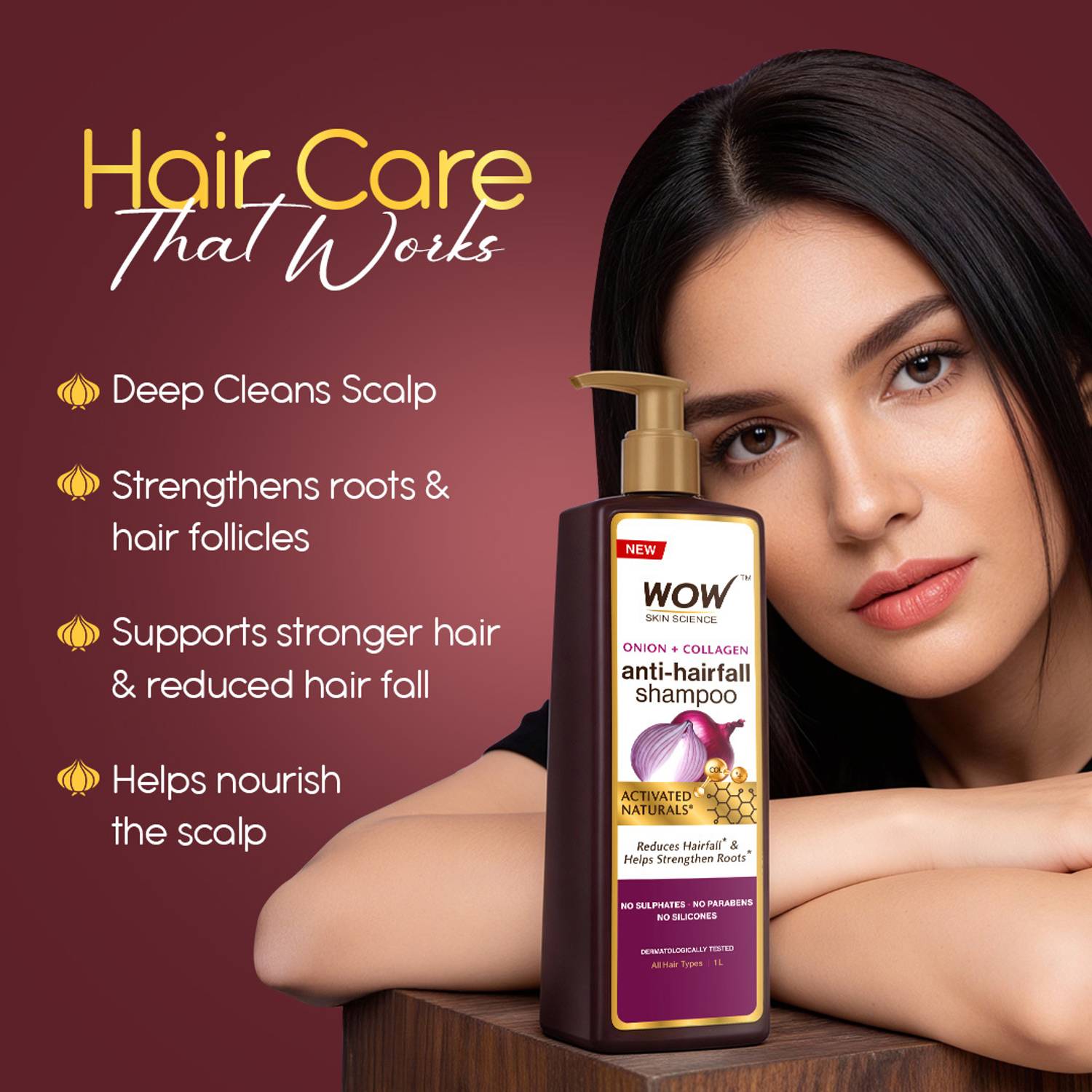 WOW Onion & Collagen Anti-Hairfall Shampoo 1L - Image 4