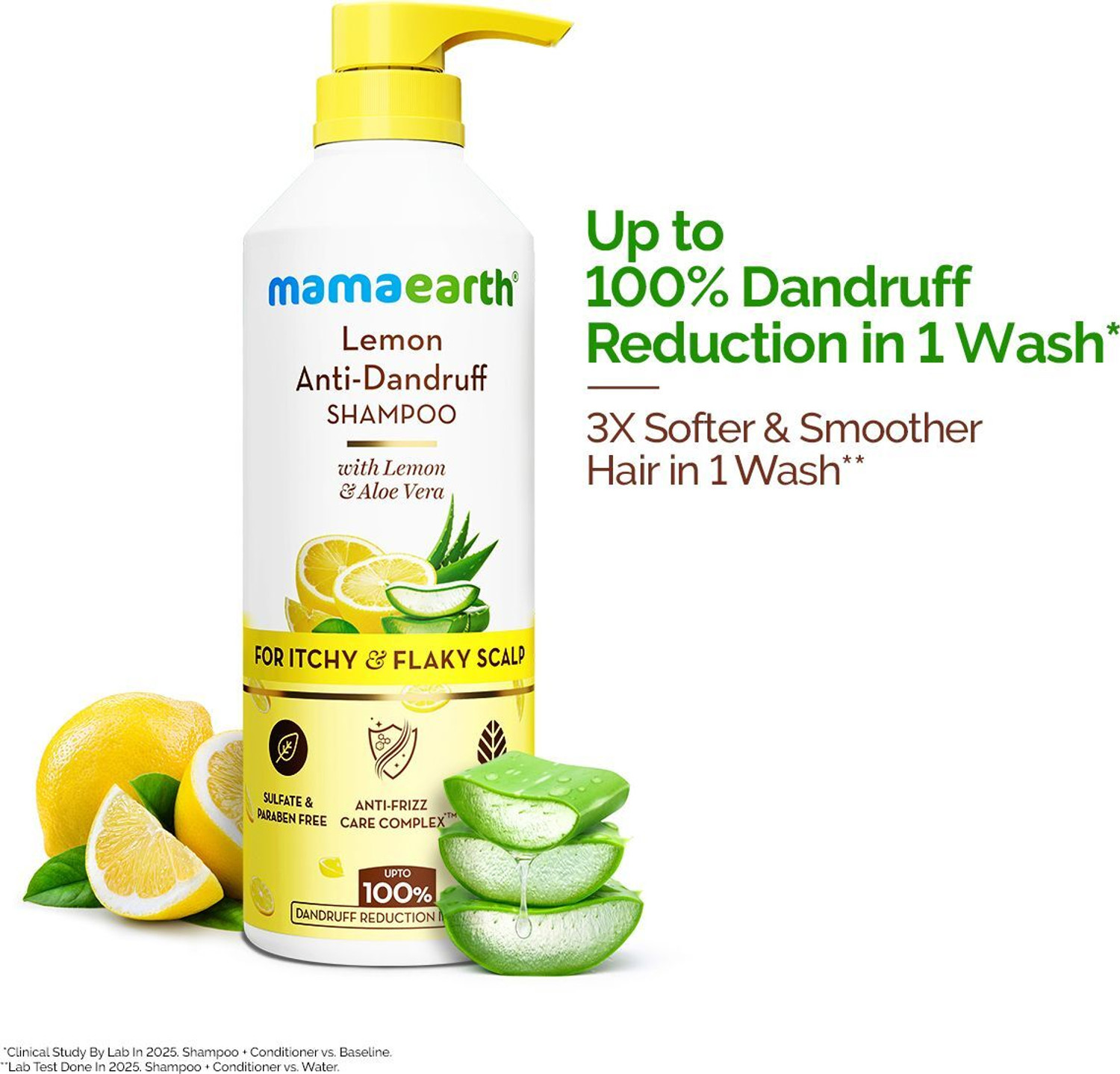 Image of Mamaearth Lemon Anti-Dandruff Shampoo with Lemon, ZPTO, Climbazole, Aloe Vera