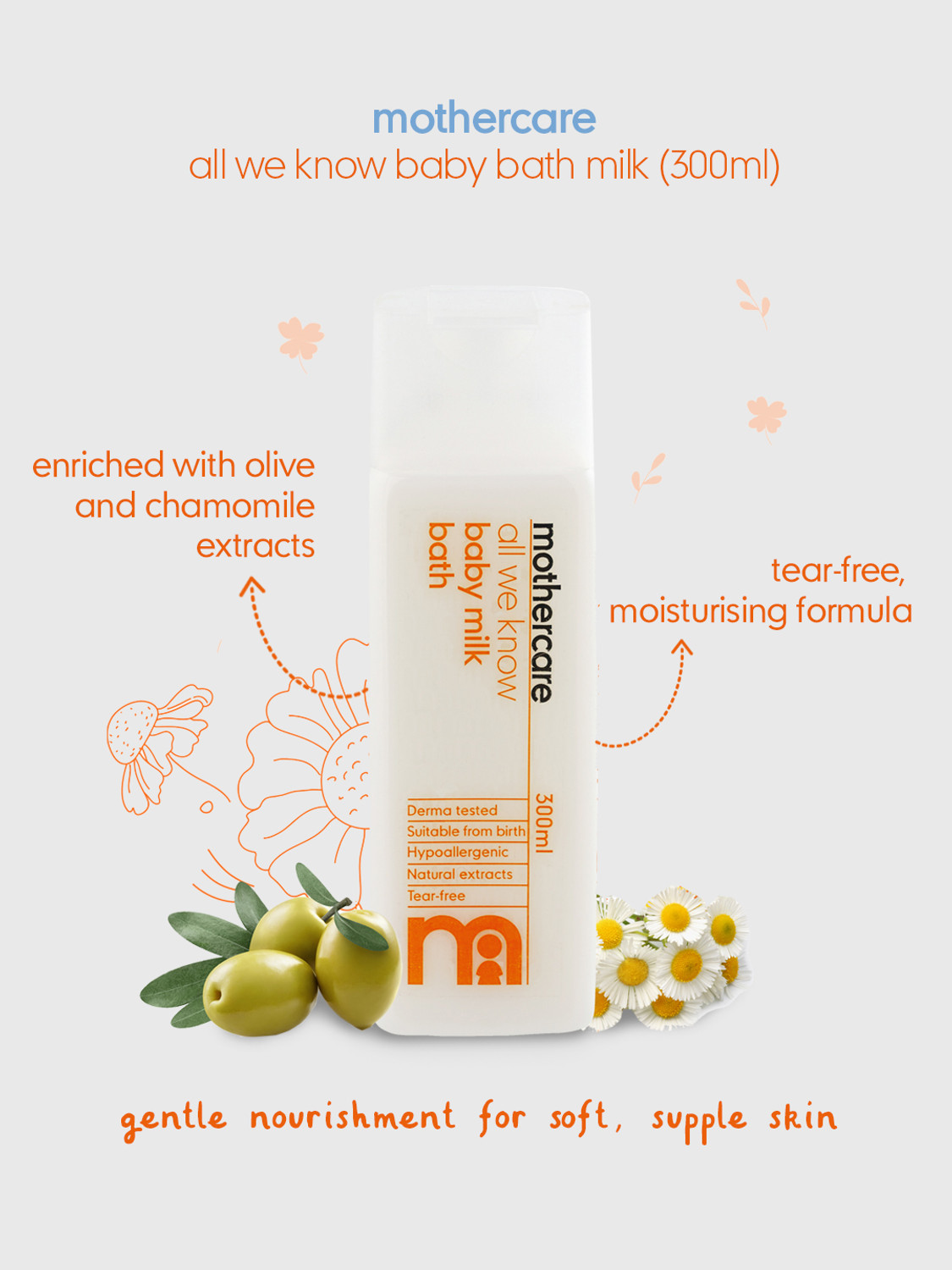 Image of Mothercare All We Know Baby Bath Milk | Gentle On Skin & Protect Natural Softness|Pack of 2 (2 x 300 ml)