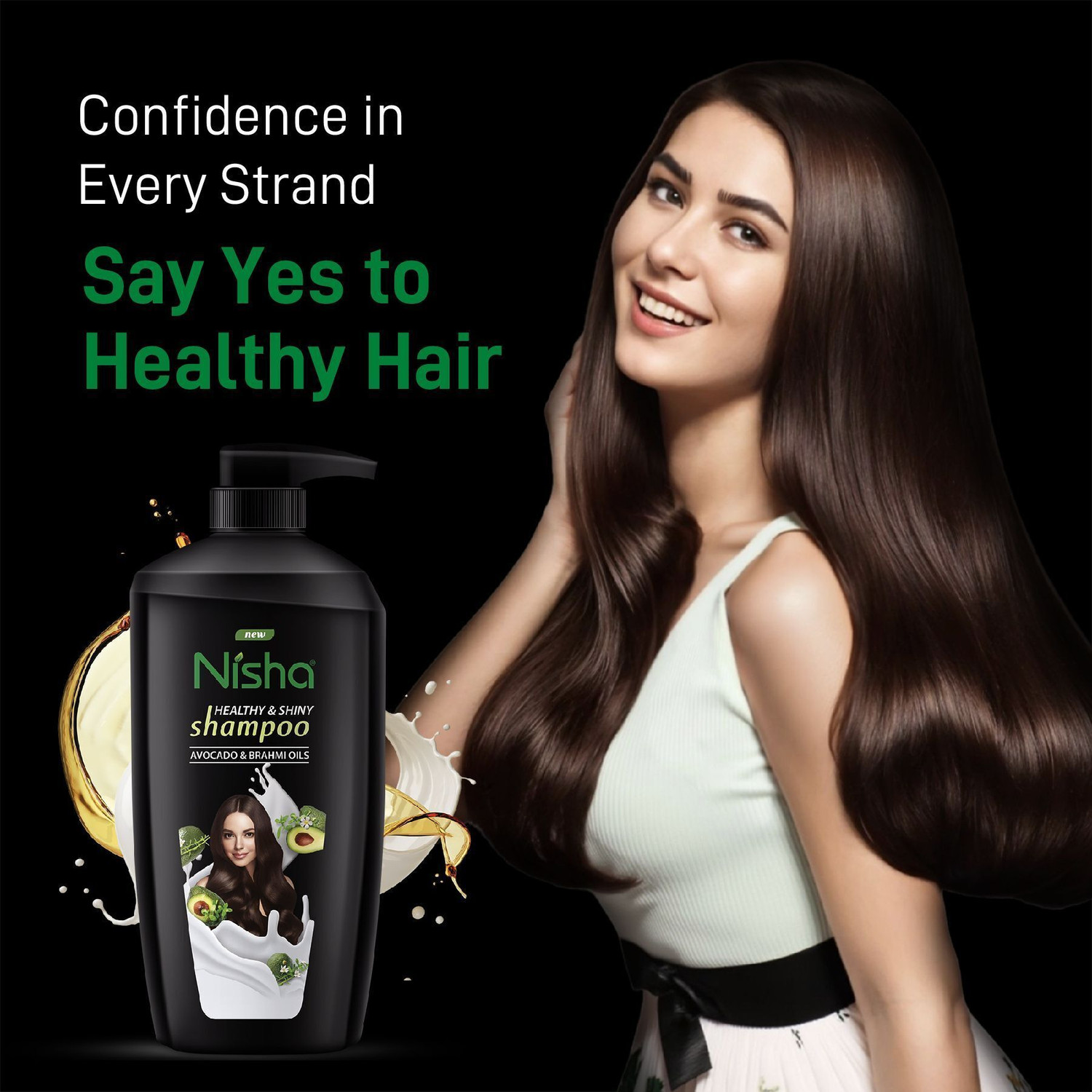 Image of Nisha Healthy & Shiny Strong Beautiful Hair Shampoo, 650 ML Black