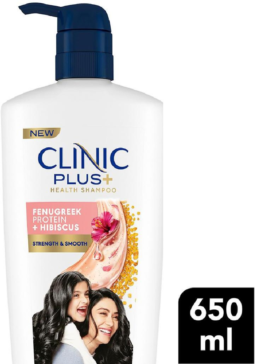 Image of Clinic Plus Strength & Smooth Shampoo, Fenugreek Protein + Hibiscus,