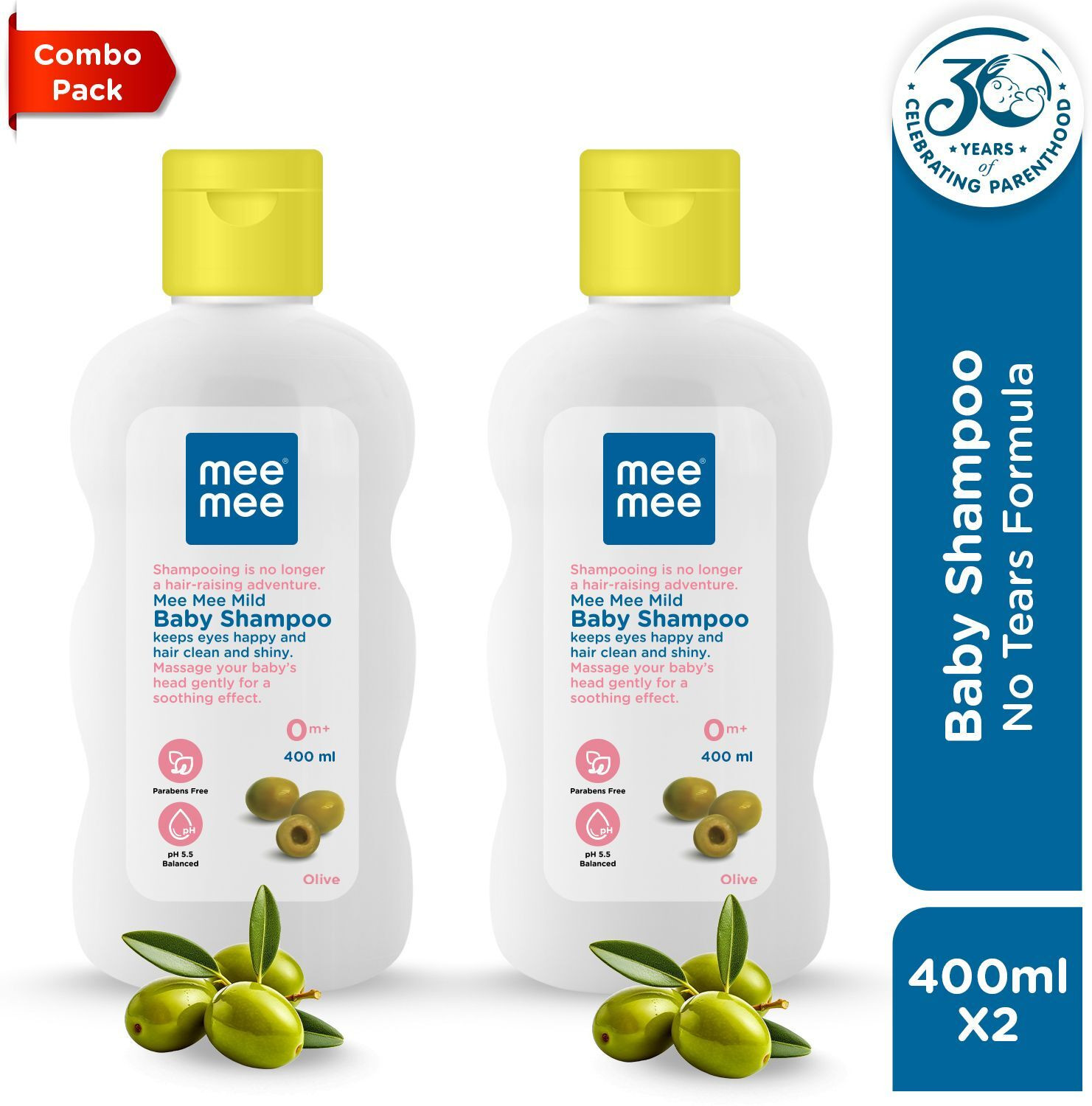 Image of MeeMee Baby Shampoo Olive Extracts, Dermatologist Tested, Hypoallergenic, Tear Free