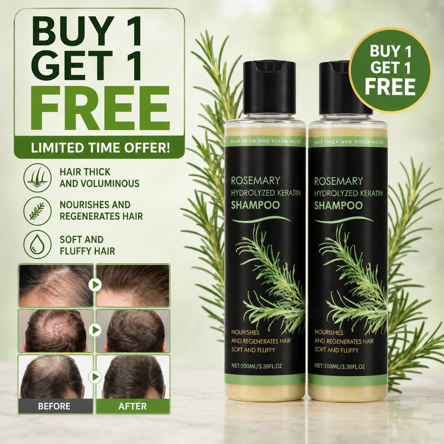 AOBENZ Organic Rosemary Hair Growth Shampoo Hair for Thinning Hair & Hair Loss