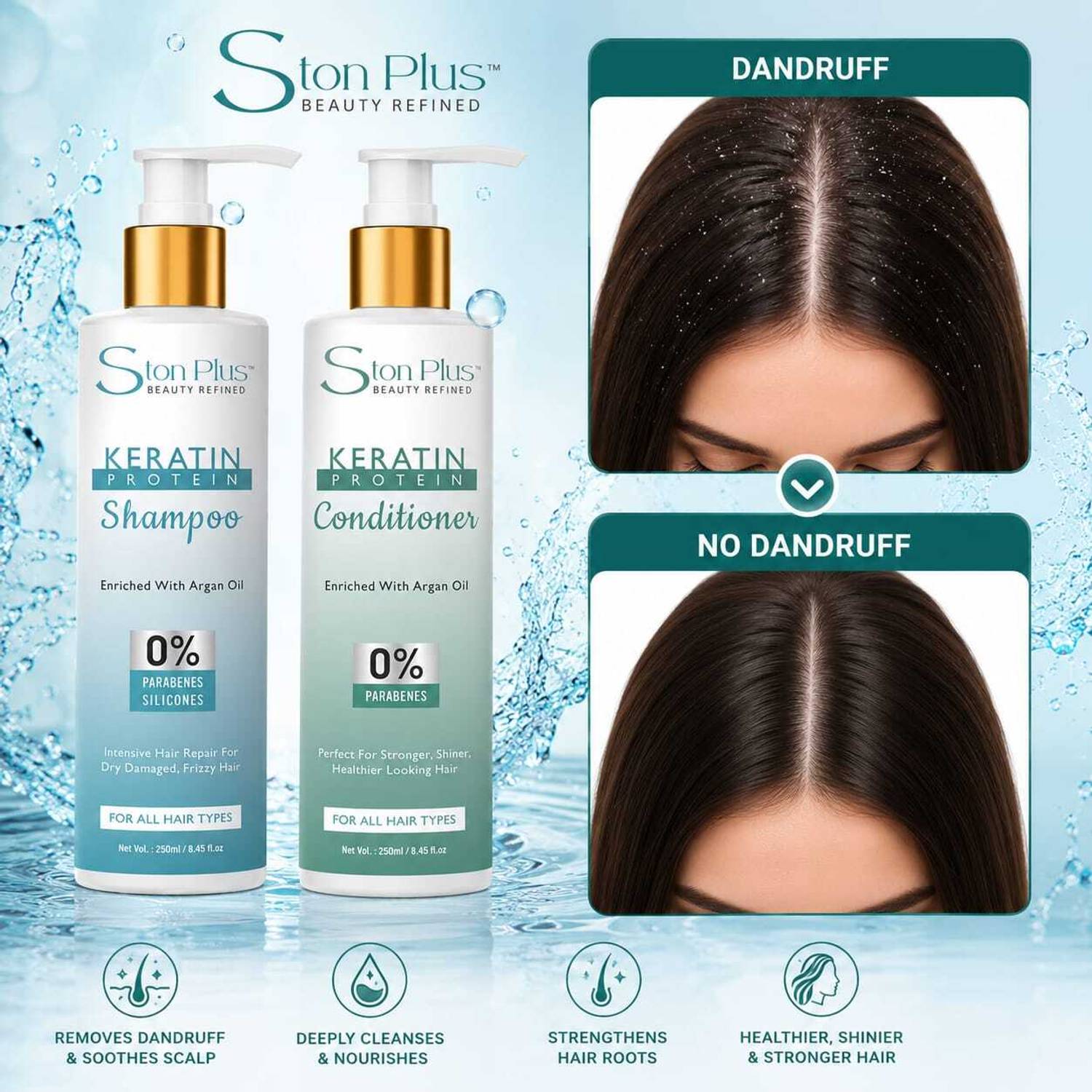 Ston Plus Keratin Protein Shampoo & Conditioner Combo - Image 3