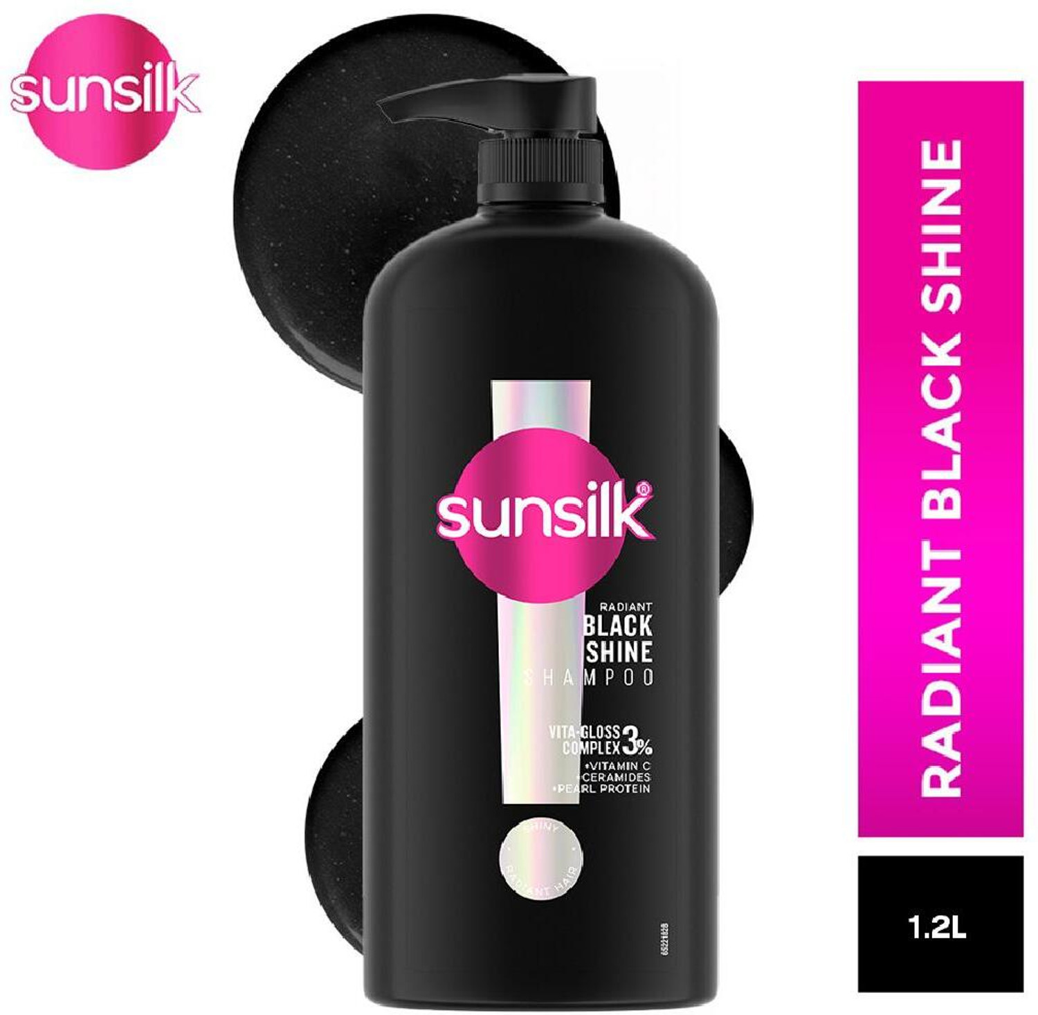 Image of SUNSILK Radiant Black Shine Shampoo, With 3% Vita-Gloss, For Smooth Glass Shine Hair