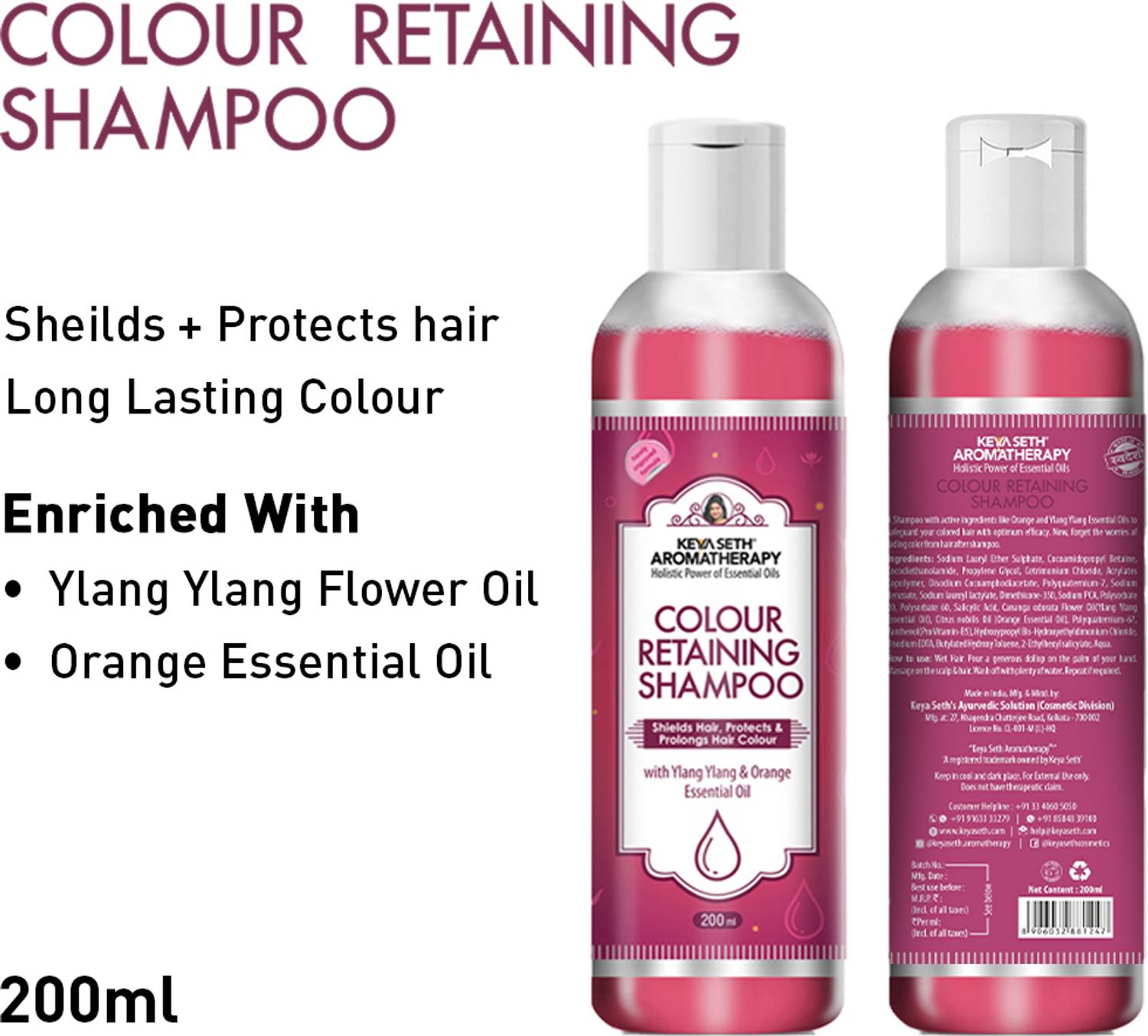 KEYA SETH AROMATHERAPY colour retaining shampoo 200 ml - Image 2