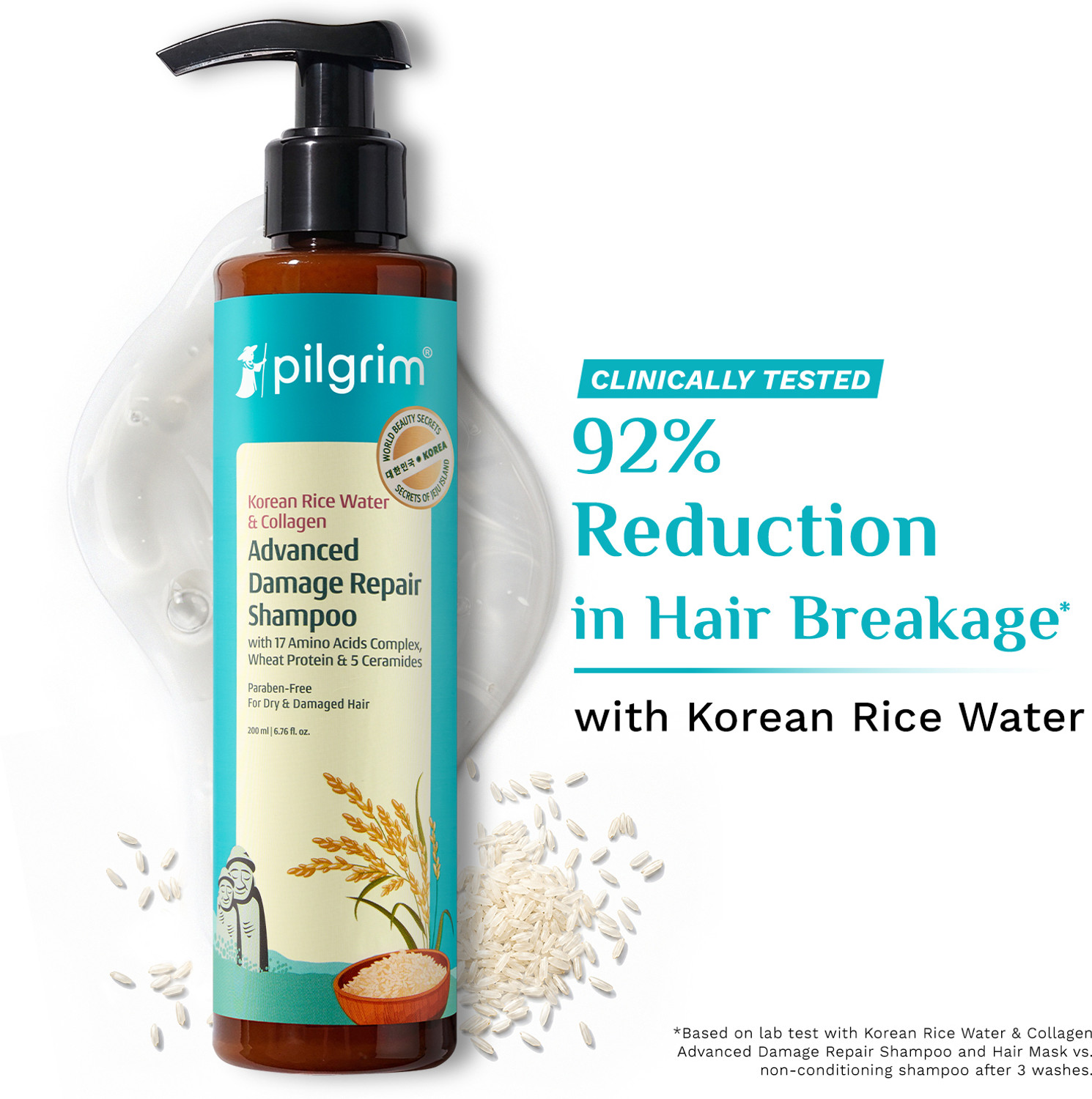 Image of Pilgrim Korean Rice Water Advance Damage Repair Shampoo For Women | For Hairfall Control
