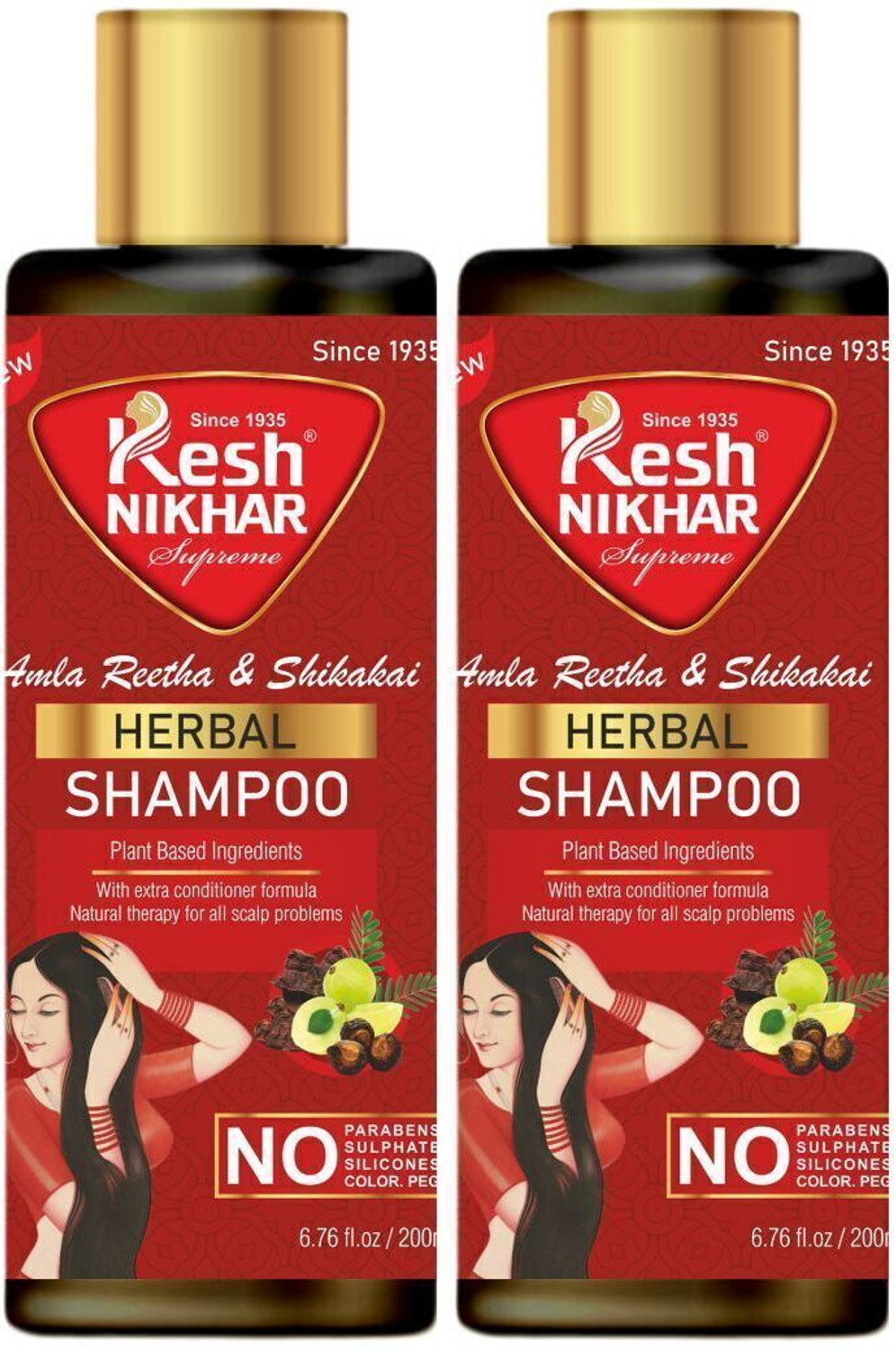 Image of Kesh NIKHAR Amla Reetha Shikakai Shampoo (Pack of 2)