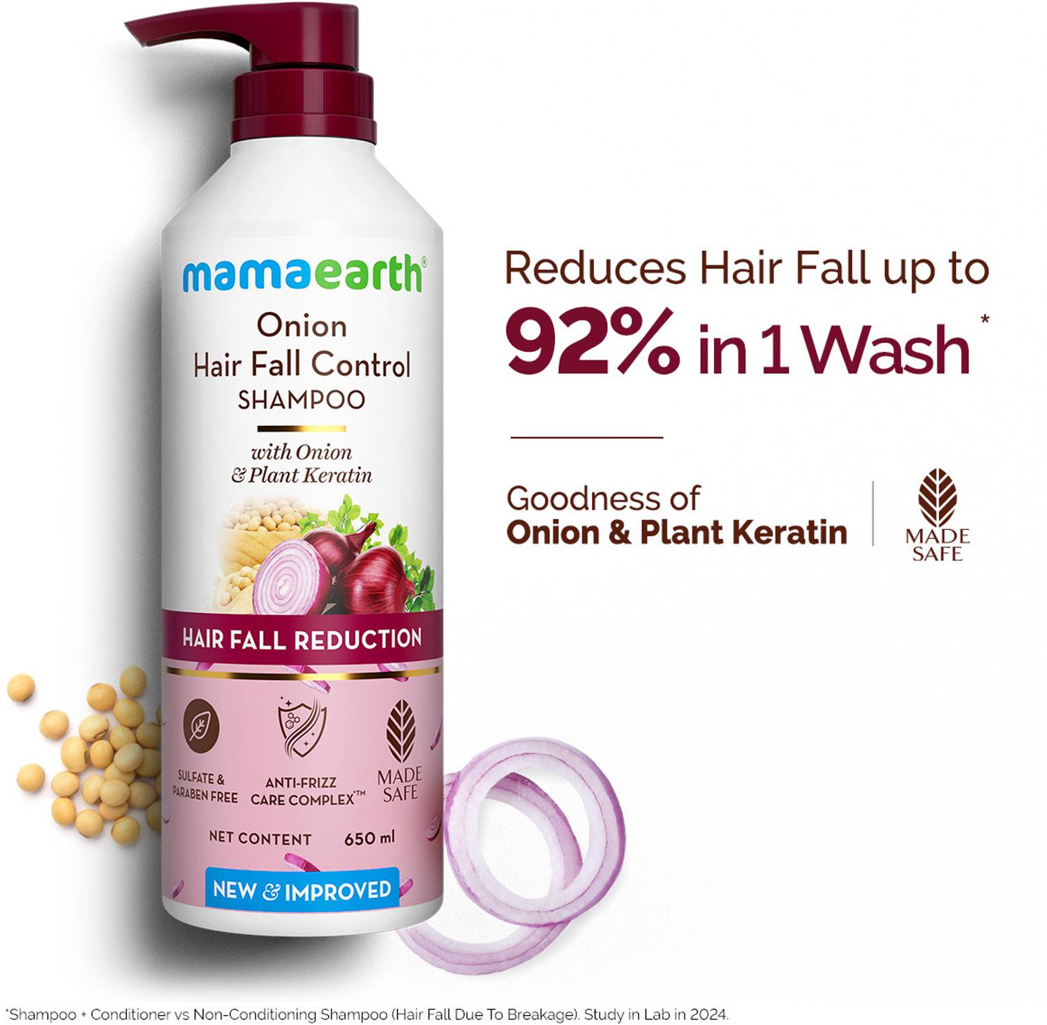 Mamaearth Shampoo for Hair Fall Control & Hair Growth with Onion & Plant Keratin
