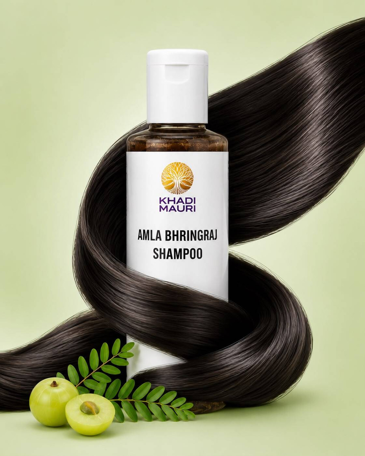 Image of Khadi Mauri Herbal Amla Bhringraj Shampoo | Anti Hairfall Cleanser & Boosts Hair Repair